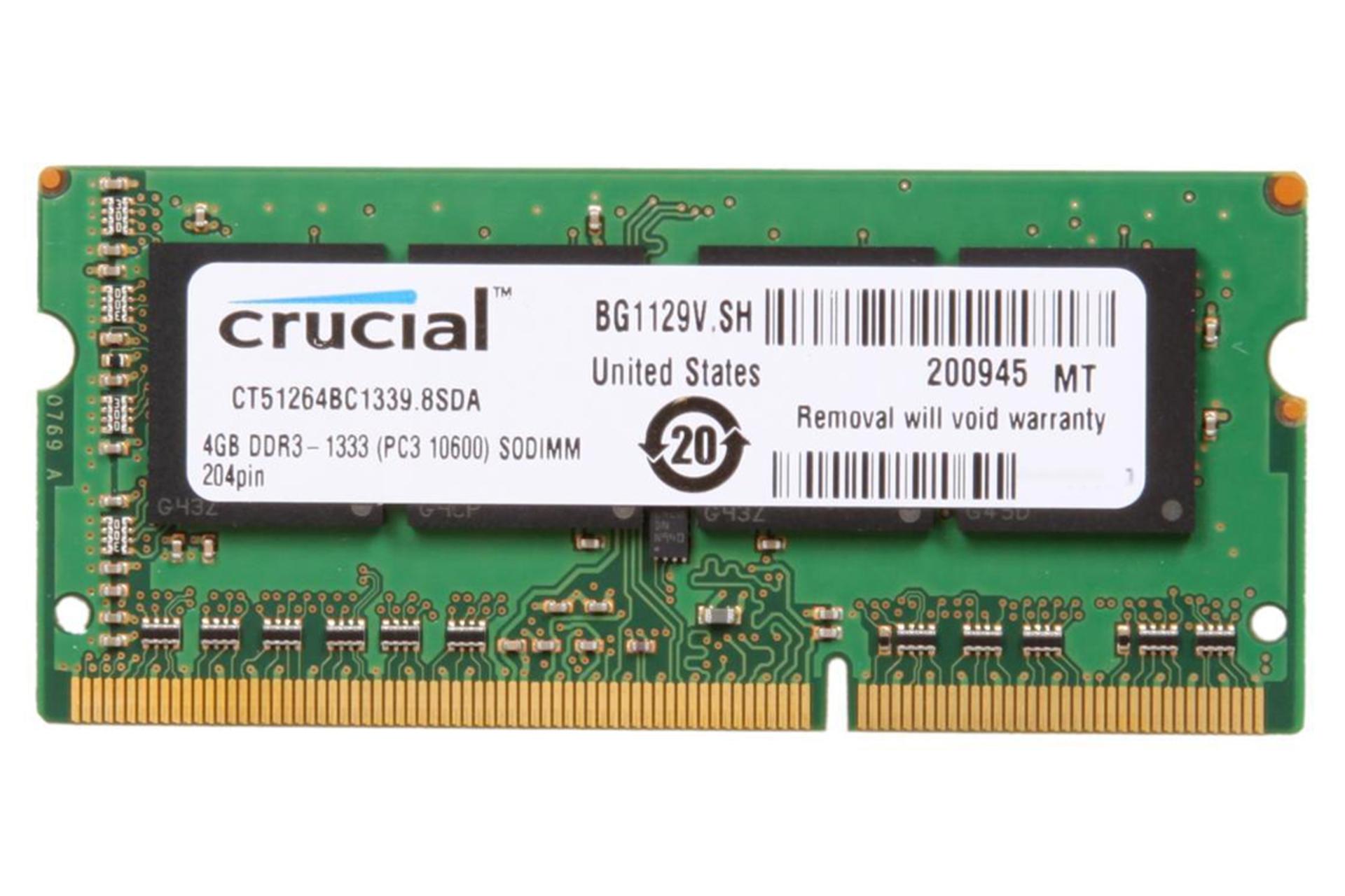 کروشیال CT51264BC1339 ظرفیت 4 گیگابایت از نوع DDR3-1333
