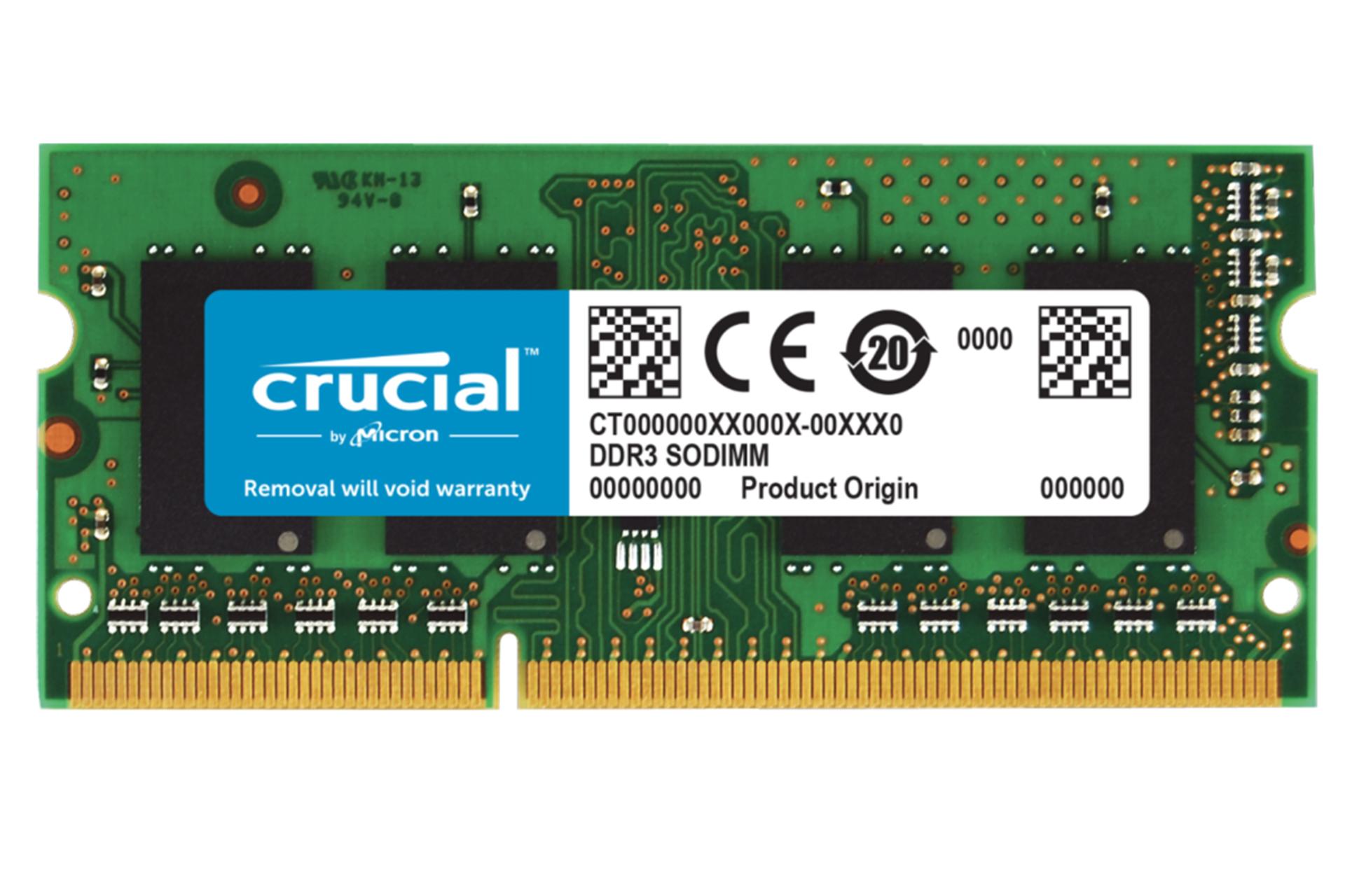 نمای جلو رم کروشیال CT102464BF160B ظرفیت 8 گیگابایت از نوع DDR3L-1600