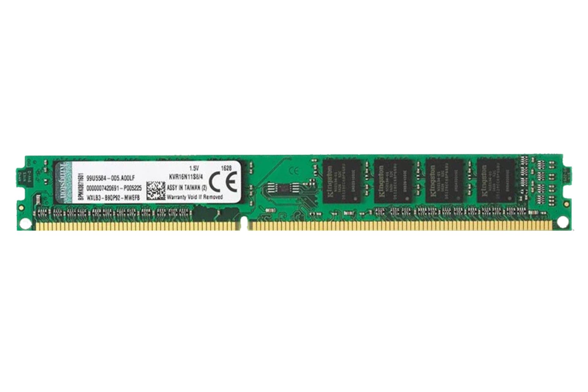 نمای جلو رم کینگستون Value RAM ظرفیت 4 گیگابایت از نوع DDR3-1600