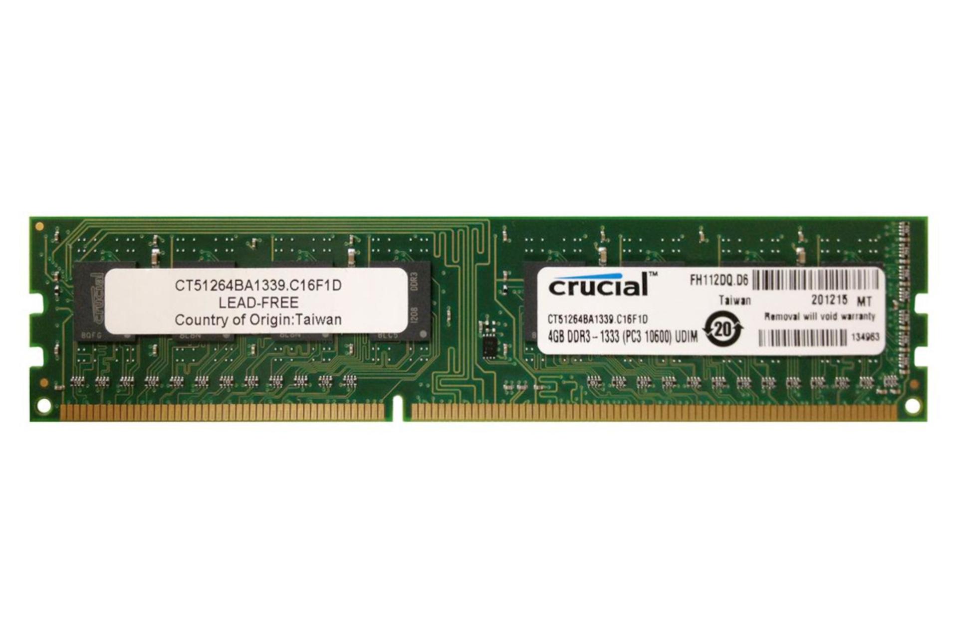 رم کروشیال Crucial CT51264BA1339 ظرفیت 4 گیگابایت از نوع DDR3-1333