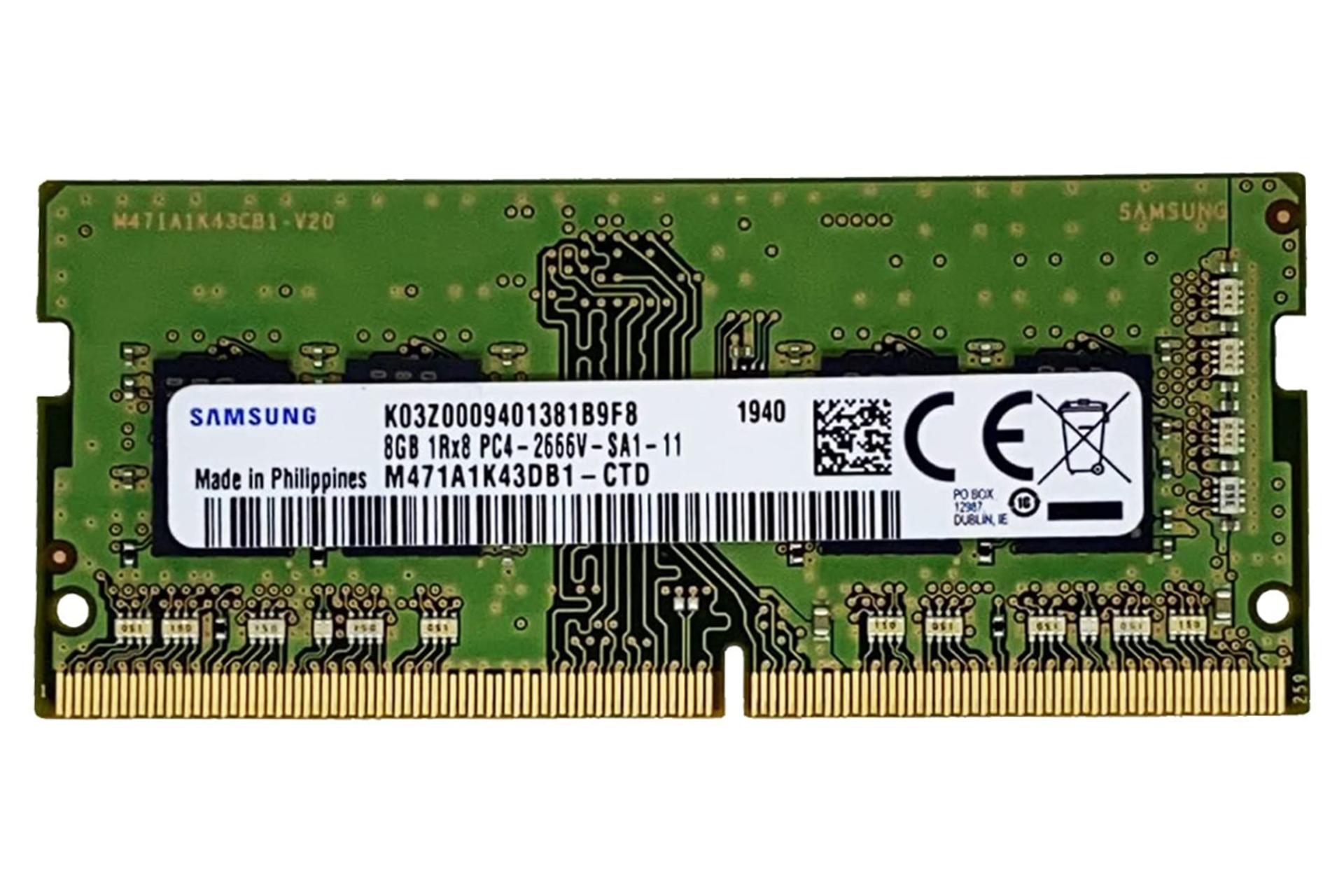 رم سامسونگ M471A1K43DB1-CTD ظرفیت 8 گیگابایت از نوع DDR4-2666