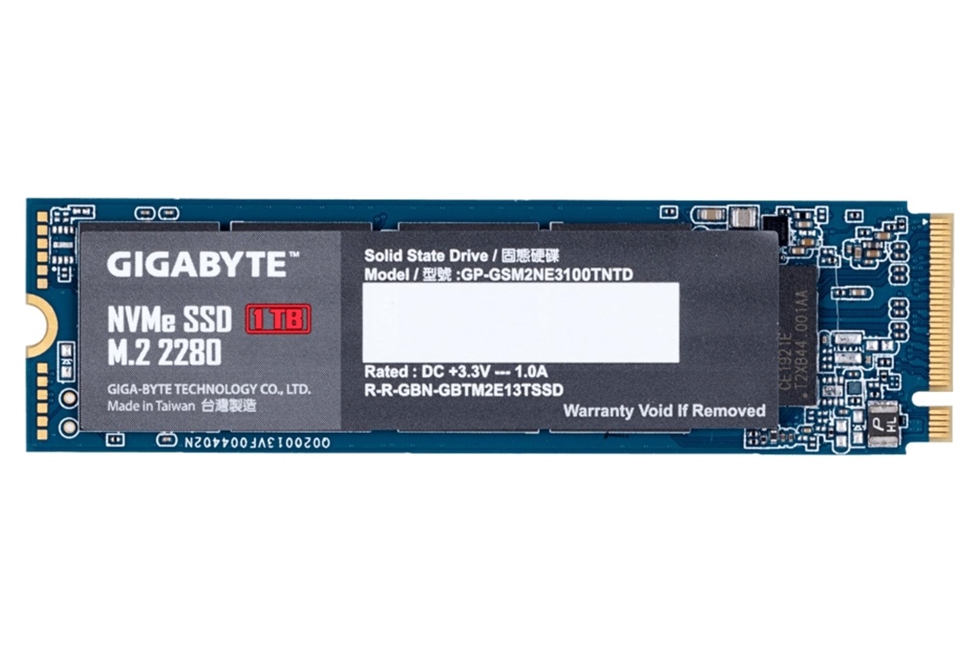 نمای روبرو SSD گیگابایت GIGABYTE GP-GSM2NE3100TNTD NVMe M.2 1TB ظرفیت 1 ترابایت