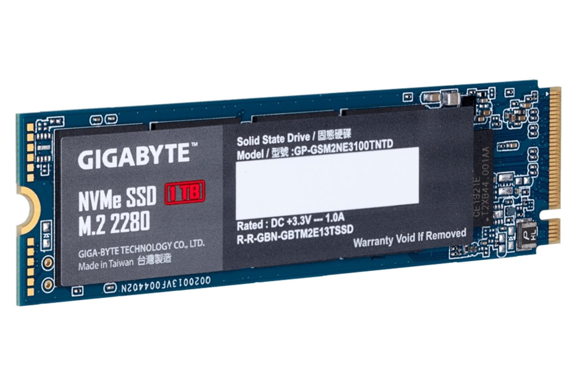 نمای چپ SSD گیگابایت GIGABYTE GP-GSM2NE3100TNTD NVMe M.2 1TB ظرفیت 1 ترابایت