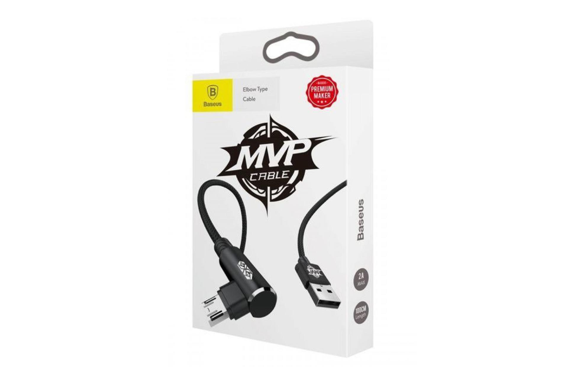 جعبه کابل شارژ USB باسئوس Type-A به Micro-USB مدل MVP Elbow با طول 1 متر