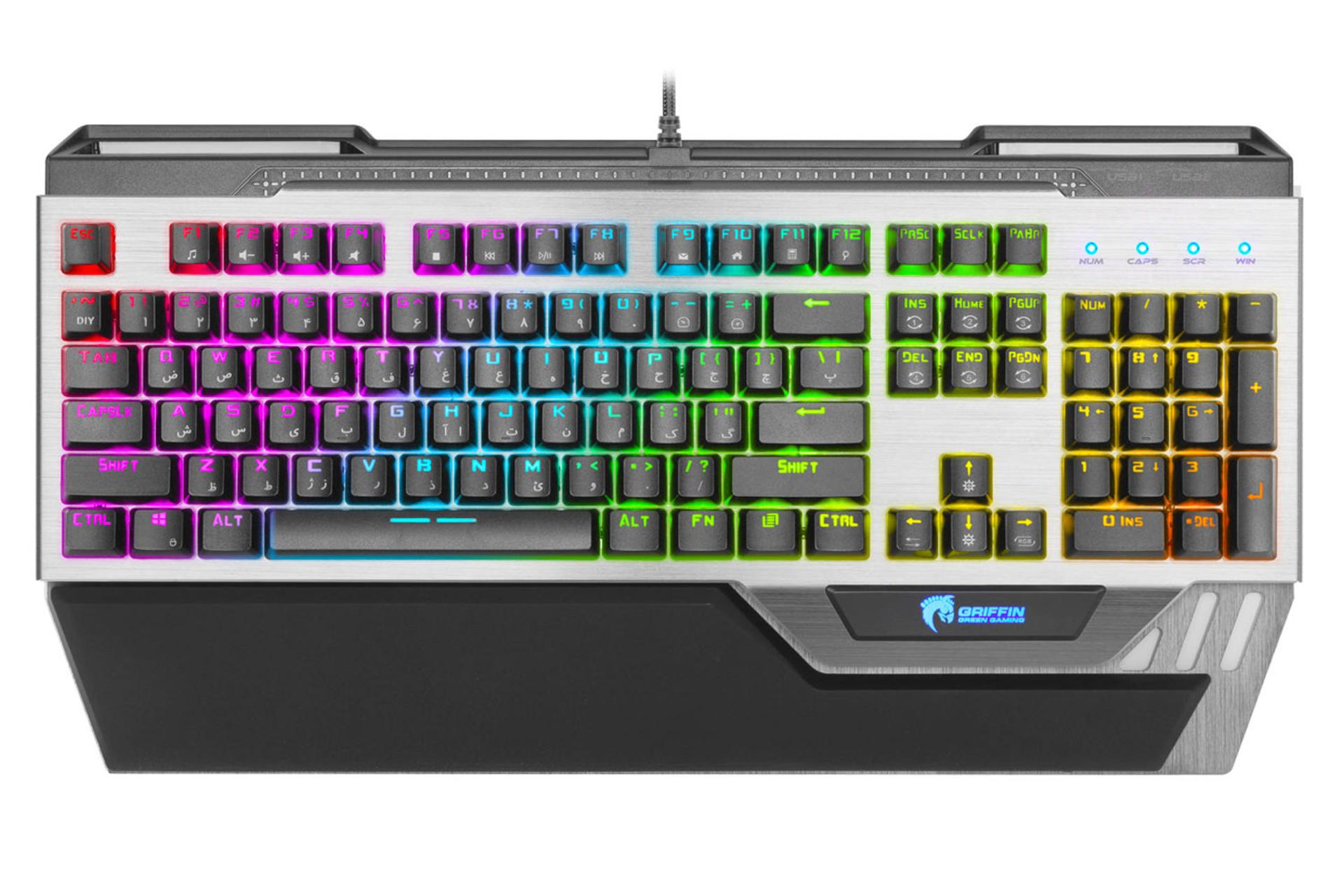 مرجع متخصصين ايران نماي روبرو با نورپردازي كيبورد گرين GK801 RGB