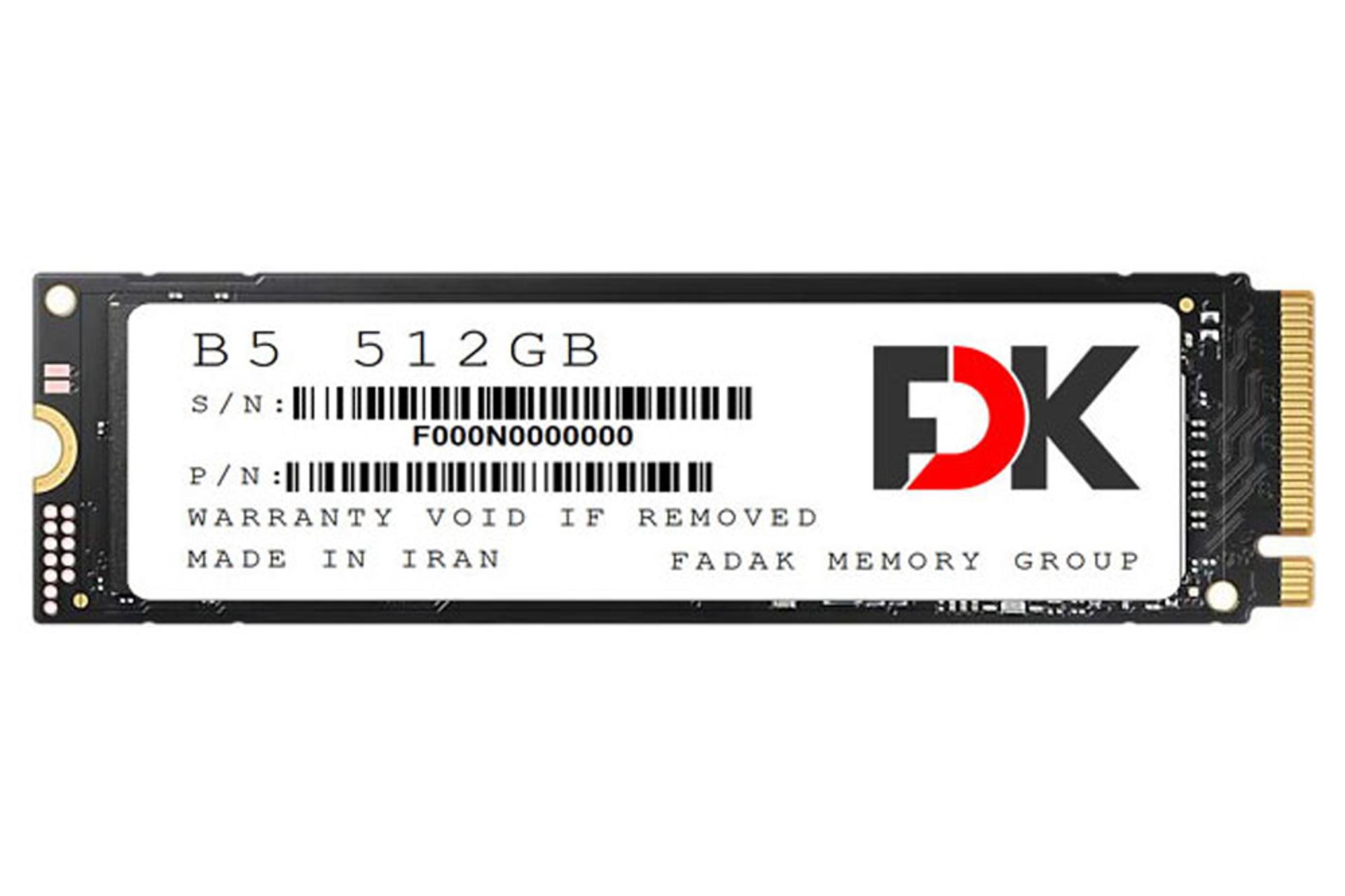 ابعاد SSD فدک B5 SEREIS NVMe M.2 ظرفیت 512 گیگابایت