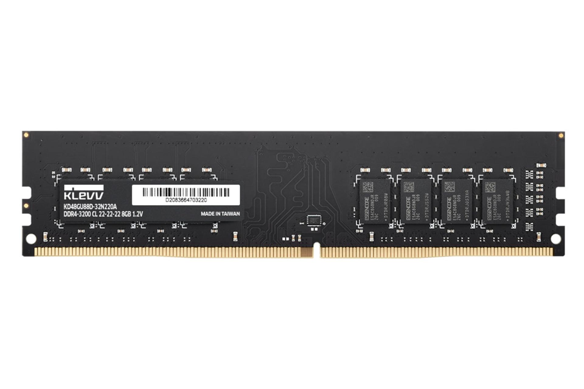klevv U-DIMM Standard ظرفیت 8 گیگابایت از نوع DDR4-3200 نمای روبرو