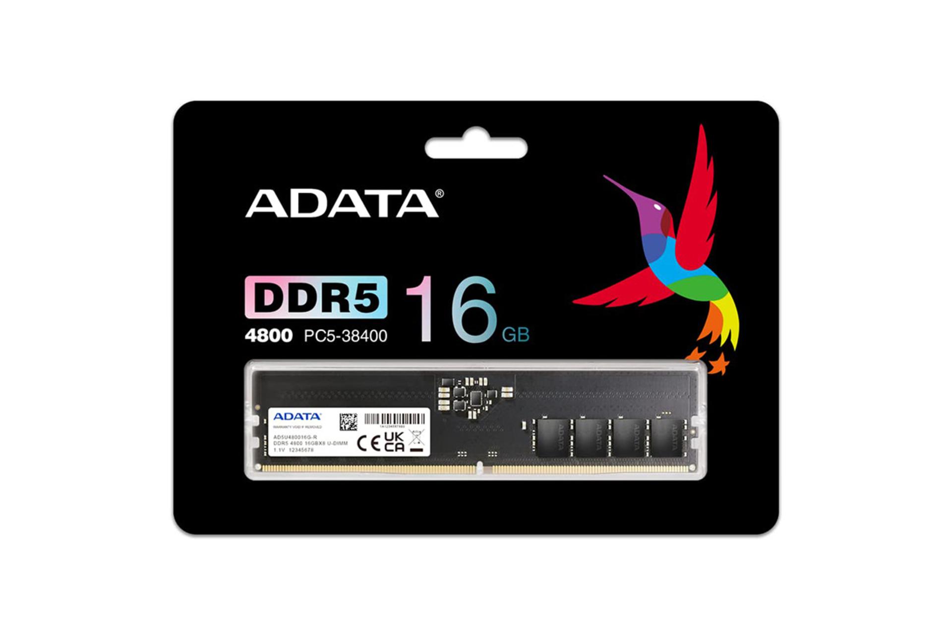 رم ای دیتا Premier ظرفیت 16 گیگابایت از نوع DDR5-4800 بسته بندی