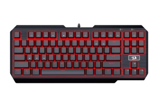نمای جلو کیبورد گیمینگ Redragon K553 USAS با نور پس زمینه قرمز