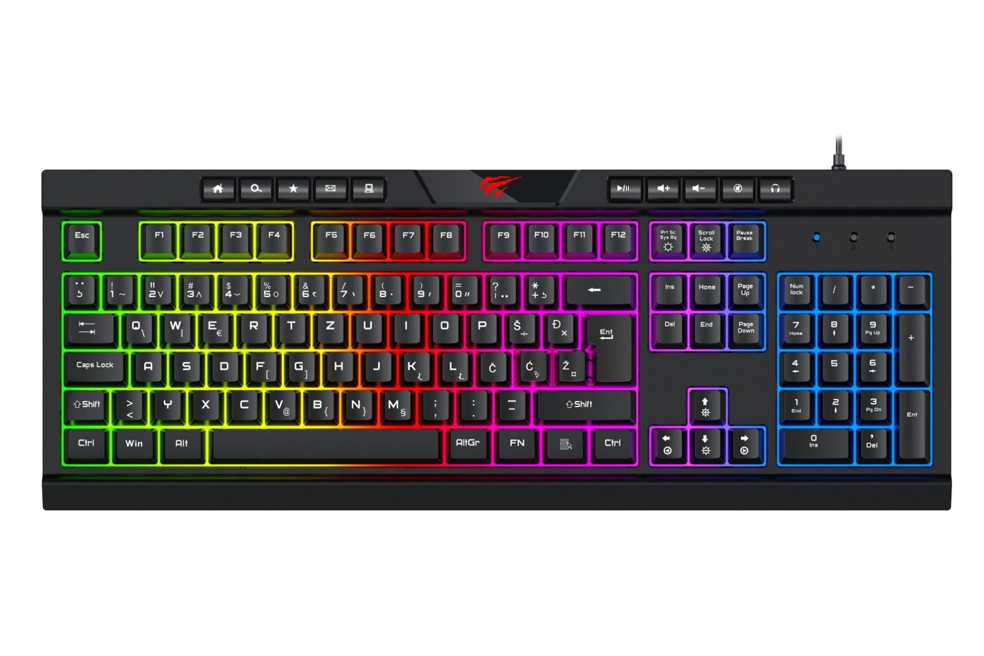 نمای جلو کیبورد گیمینگ Havit HV-KB500L