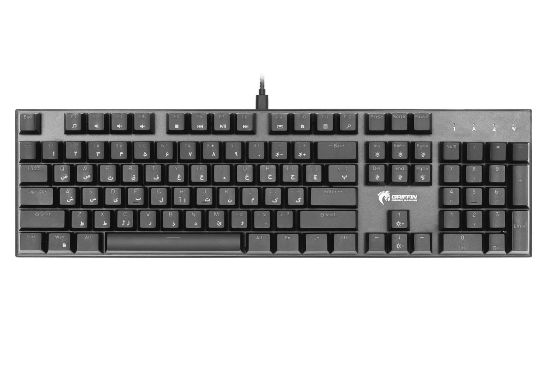 نمای روبرو کیبورد گرین GK802 RGB بدون نورپردازی