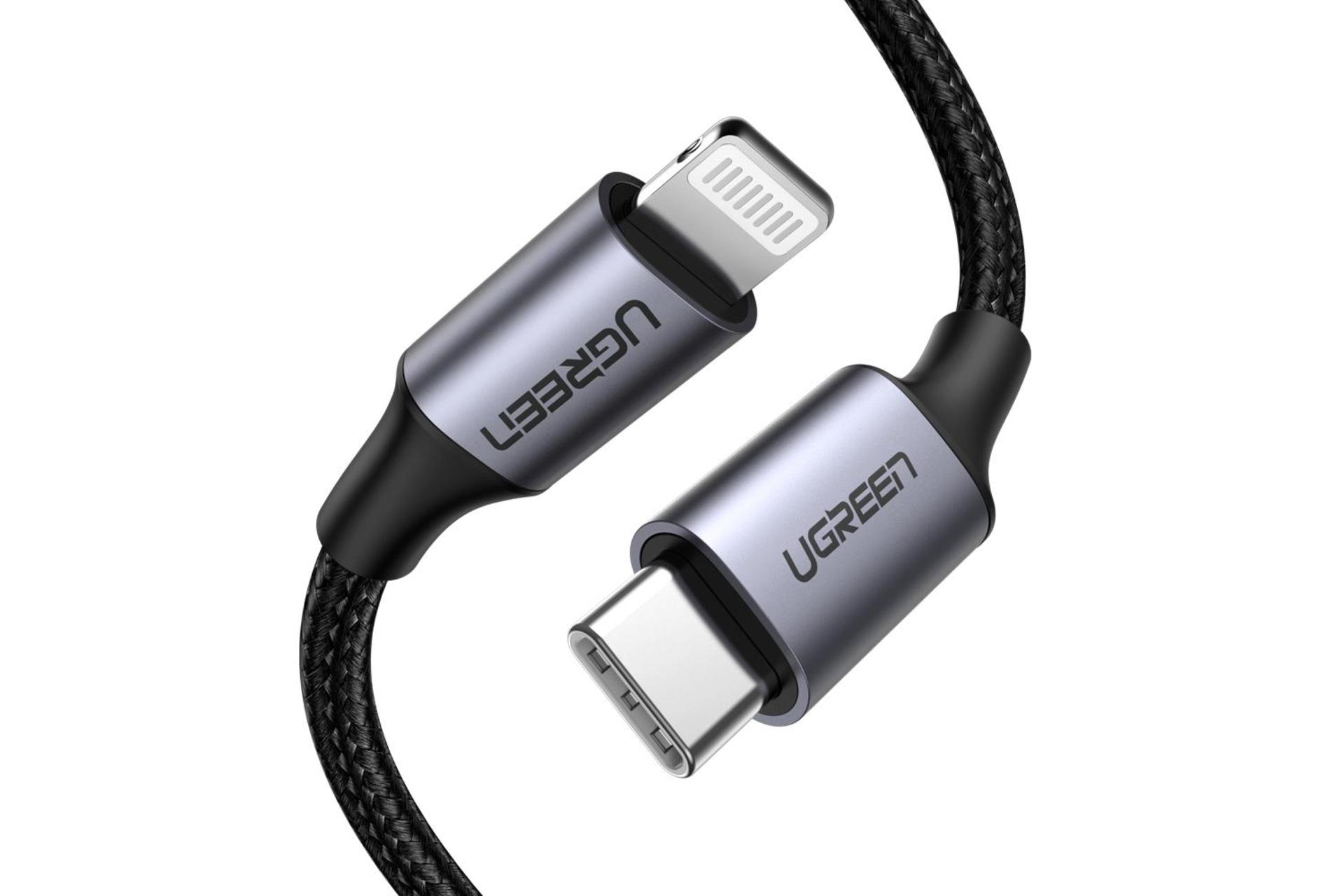 کانکتور کابل شارژ USB یوگرین Type-C به Lightning مدل US304 با طول 1 متر