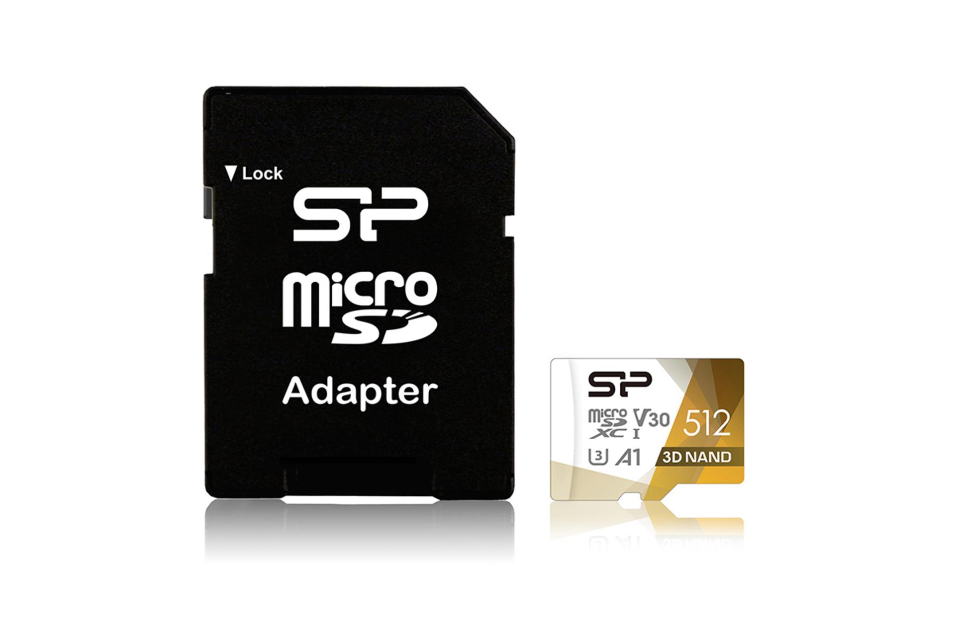 تبدیل MicroSD به SD کارت حافظه سیلیکون پاور Silicon Power Superior Pro V30 A1 microSDXC Class 10 UHS-I U3 512GB