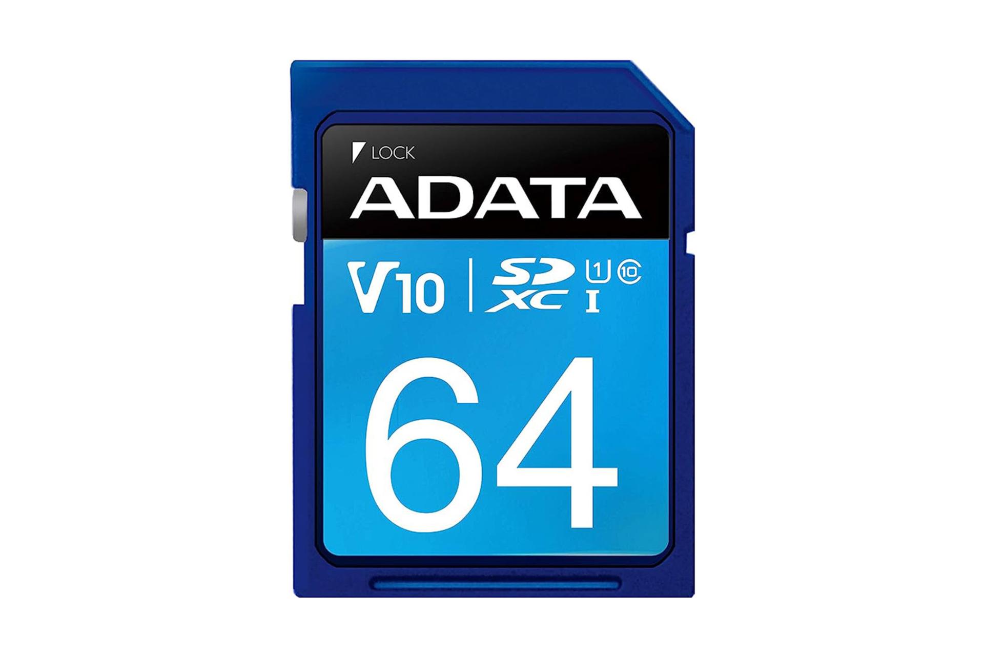 مرجع متخصصين ايران كارت حافظه اي ديتا ADATA Premier V10 SDXC Class 10 UHS-I U1 64GBكارت حافظه اي ديتا ADATA Premier V10 SDXC Class 10 UHS-I U1 64GB
