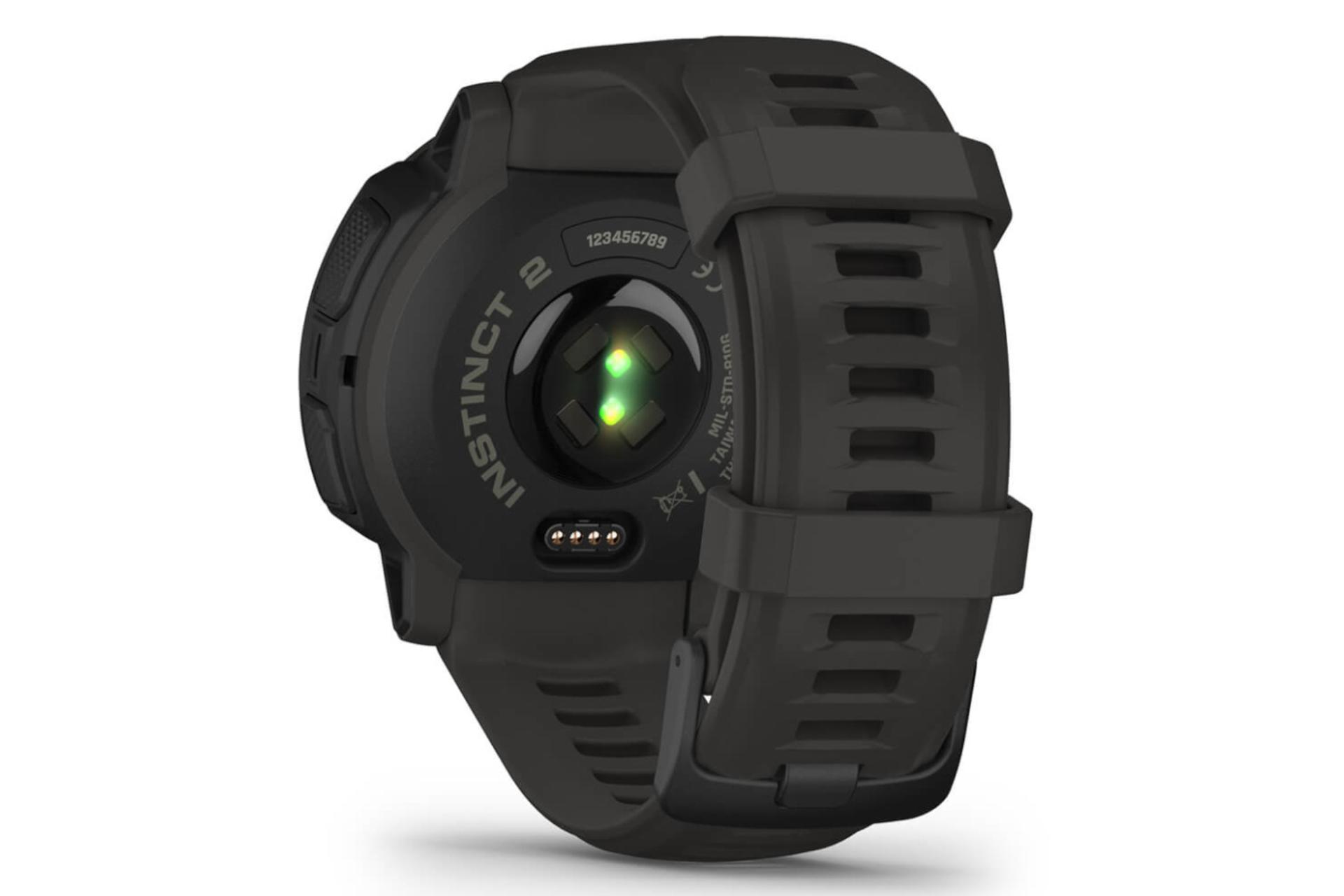 پشت ساعت هوشمند گارمین Garmin Instinct 2 Solar 45mm مدل 45 میلی‌متری مشکی