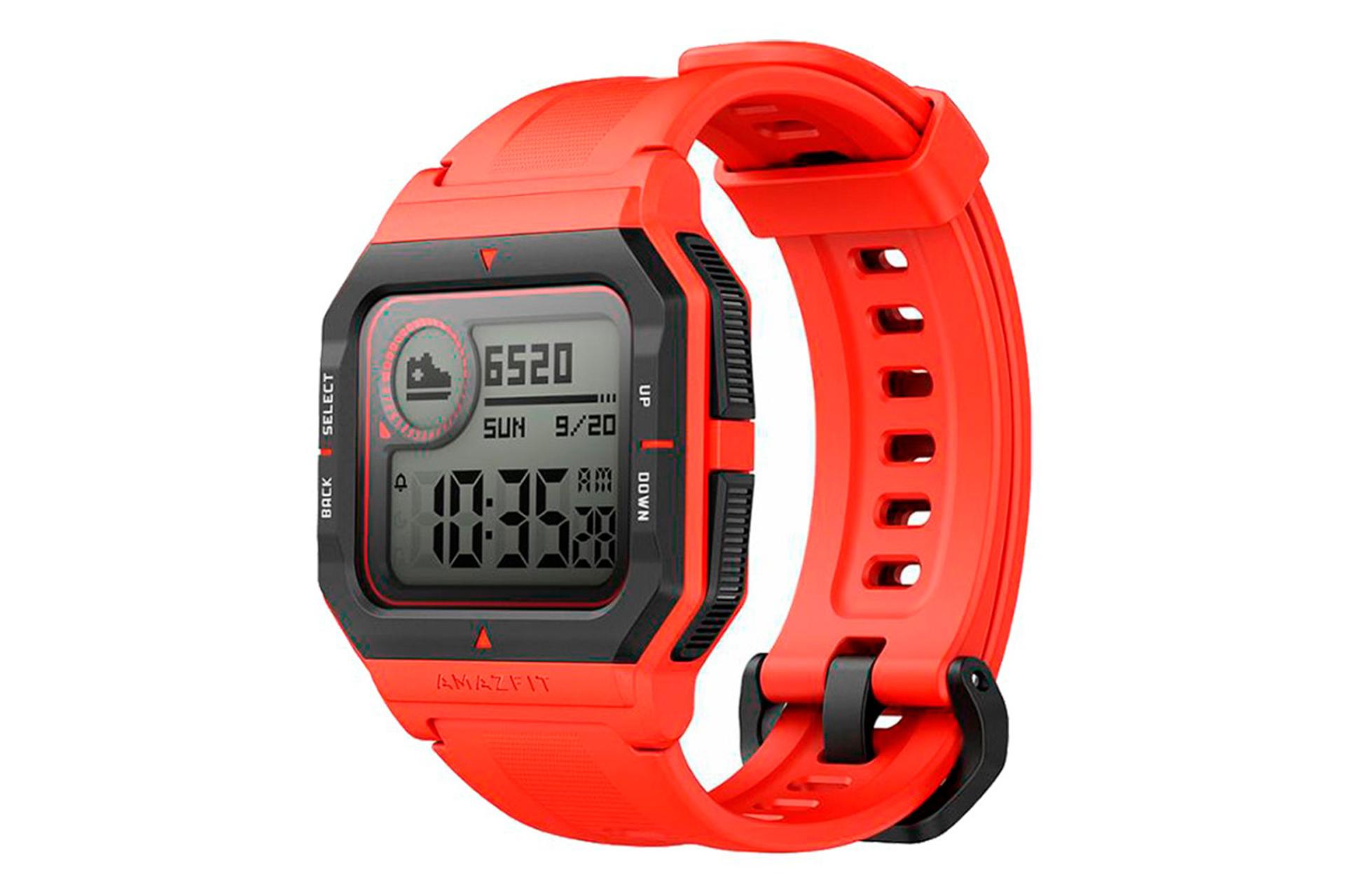 نمای نیمرخ ساعت هوشمند امیزفیت نئو رنگ نارنجی