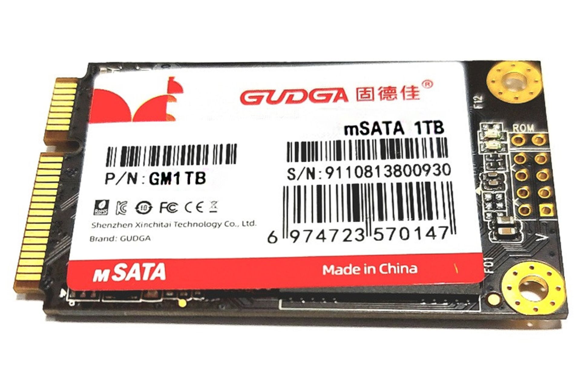 ابعاد SSD گودگا GM-XXX mSATA ظرفیت 1 ترابایت