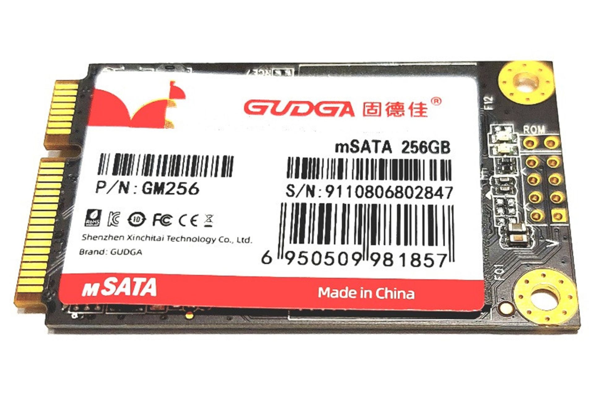 ابعاد SSD گودگا mSATA ظرفیت 256 گیگابایت