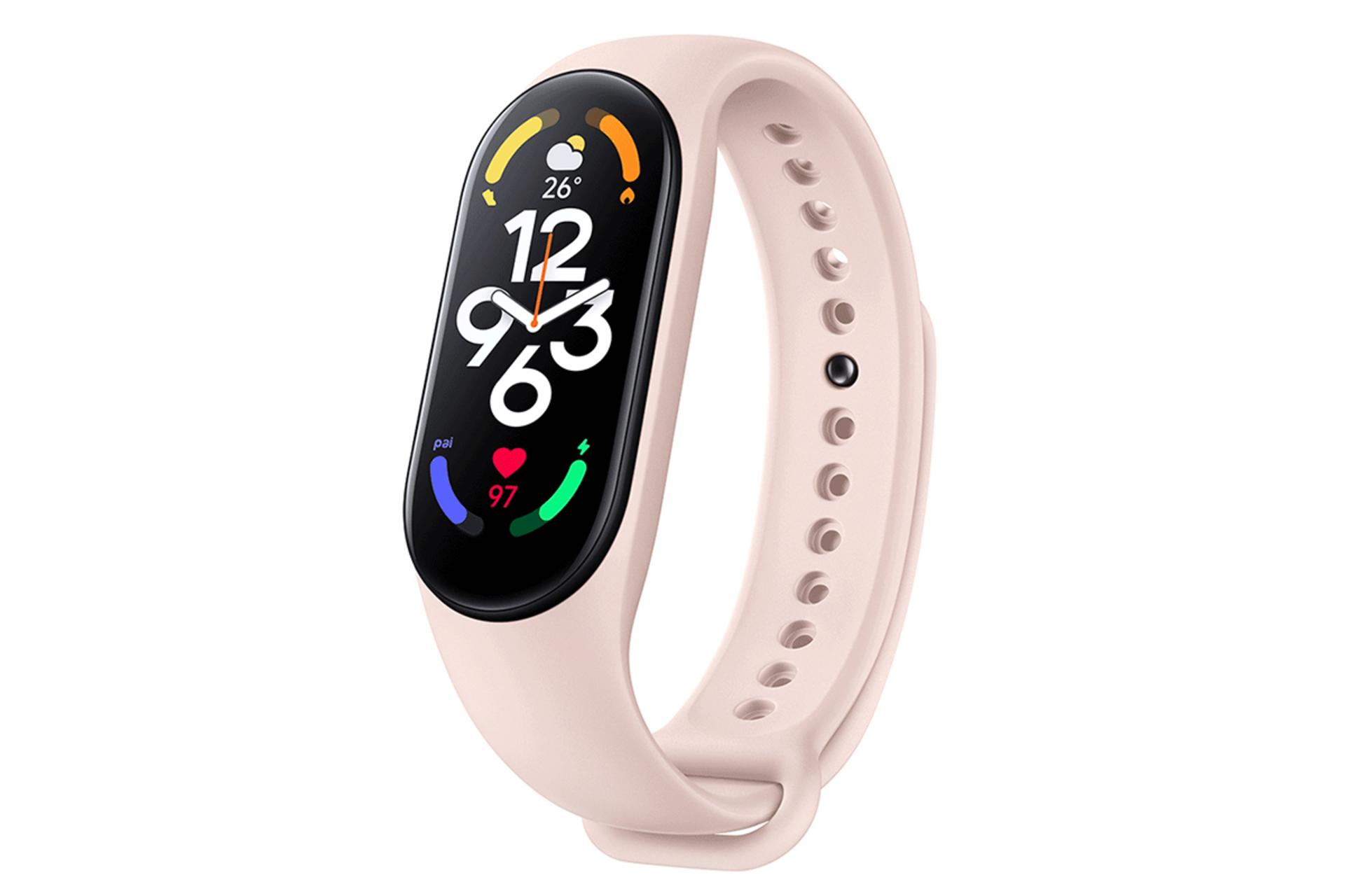 نمای نیمرخ دستبند سلامتی می بند 7 رنگ صورتی