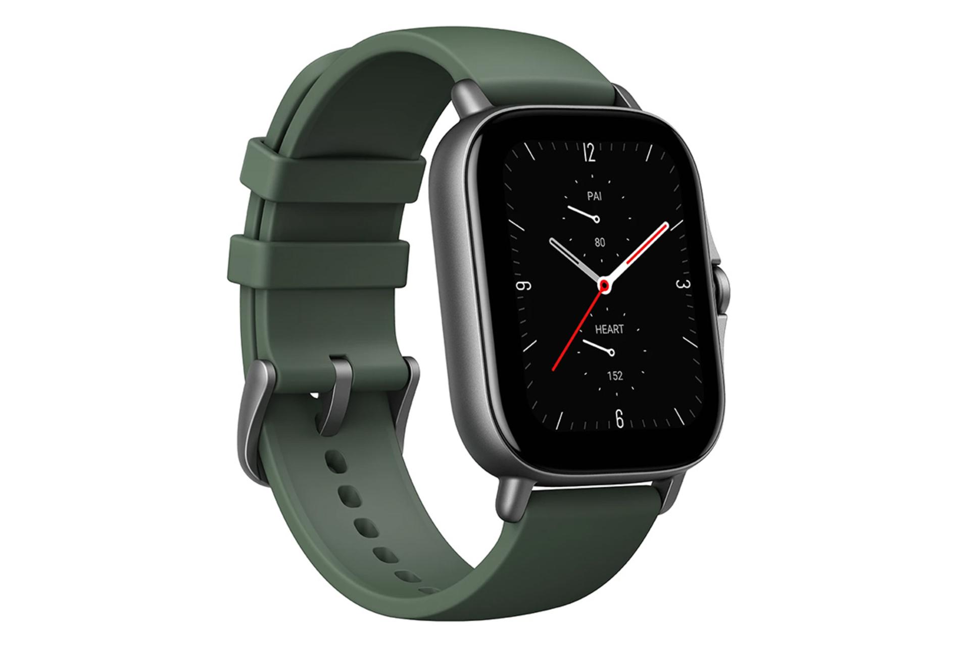 نمای نیمرخ ساعت هوشمند امیزفیت GTS 2e رنگ سبز