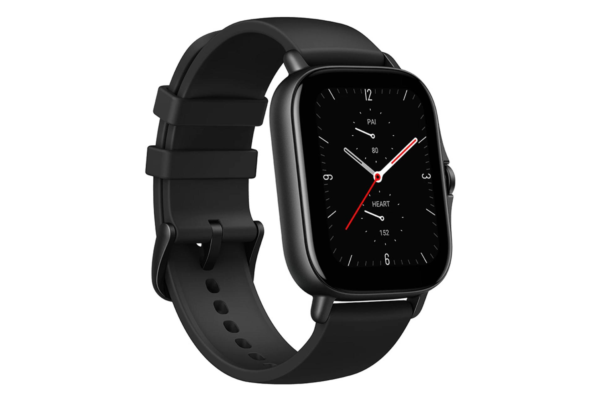 نمای نیمرخ ساعت هوشمند امیزفیت GTS 2e رنگ مشکی