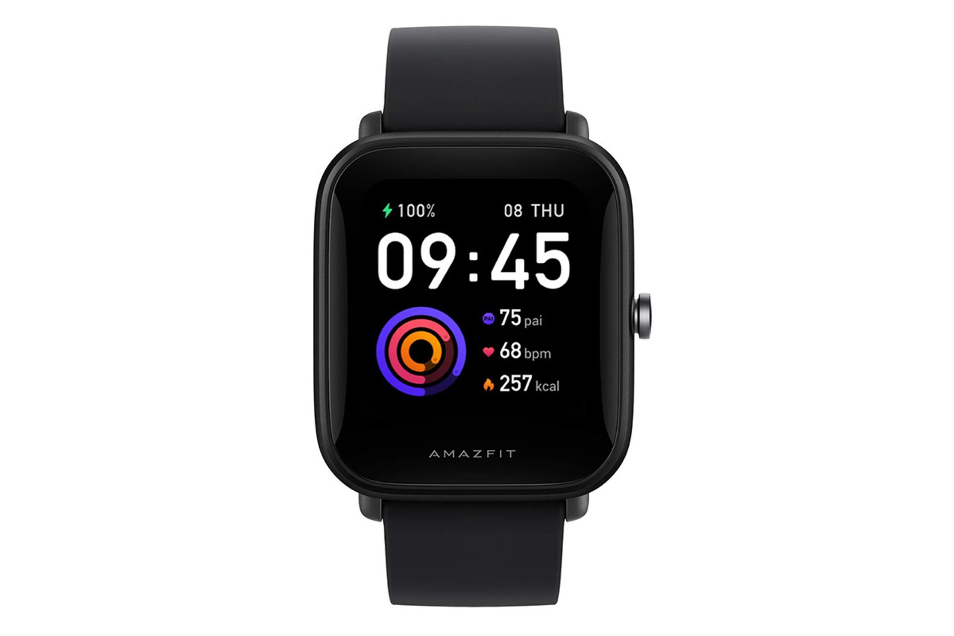 ساعت هوشمند امیزفیت بیپ U رنگ مشکی از نمای جلو