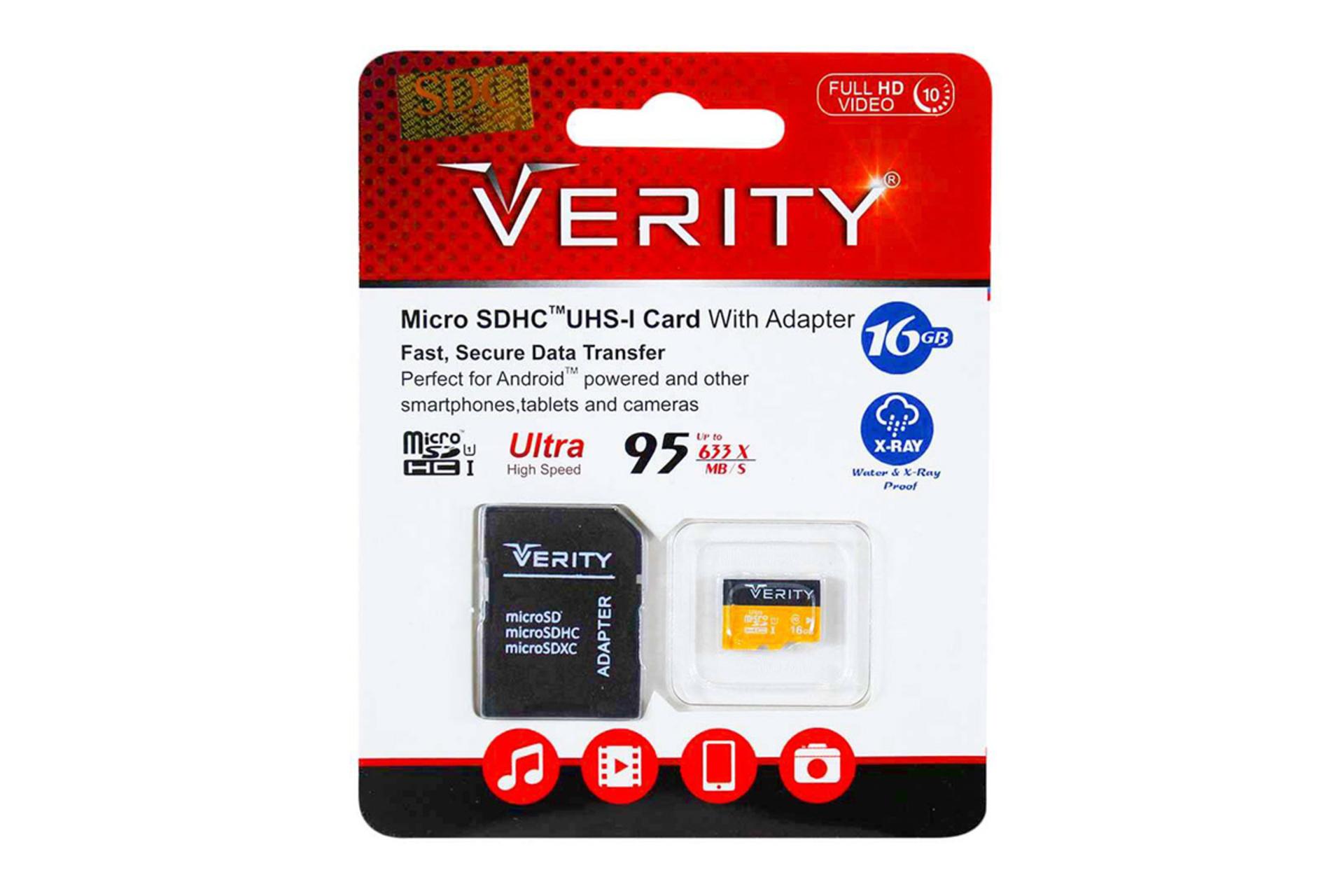 جعبه کارت حافظه وریتی Verity 633x microSDXC Class 10 UHS-I U1 16GB