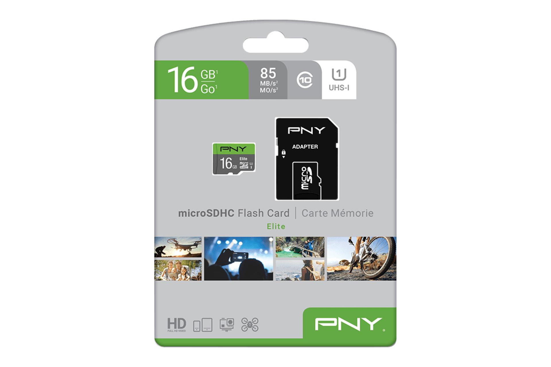 جعبه کارت حافظه پی ان وای PNY Elite microSDHC Class 10 UHS-I U1 16GB
