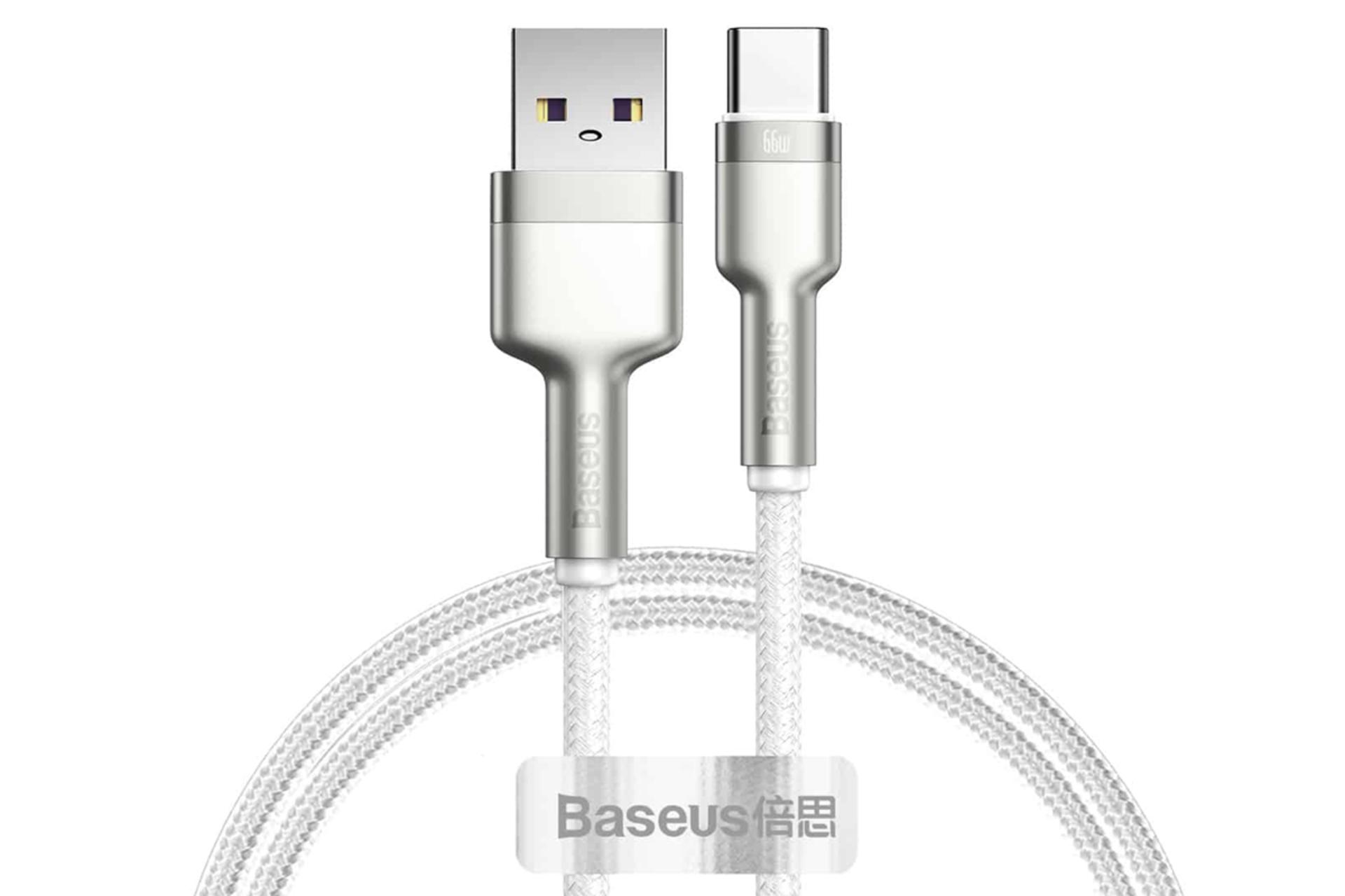 کابل شارژ USB باسئوس USB به Type-C مدل Cafule Metal با طول 2 متر سفید