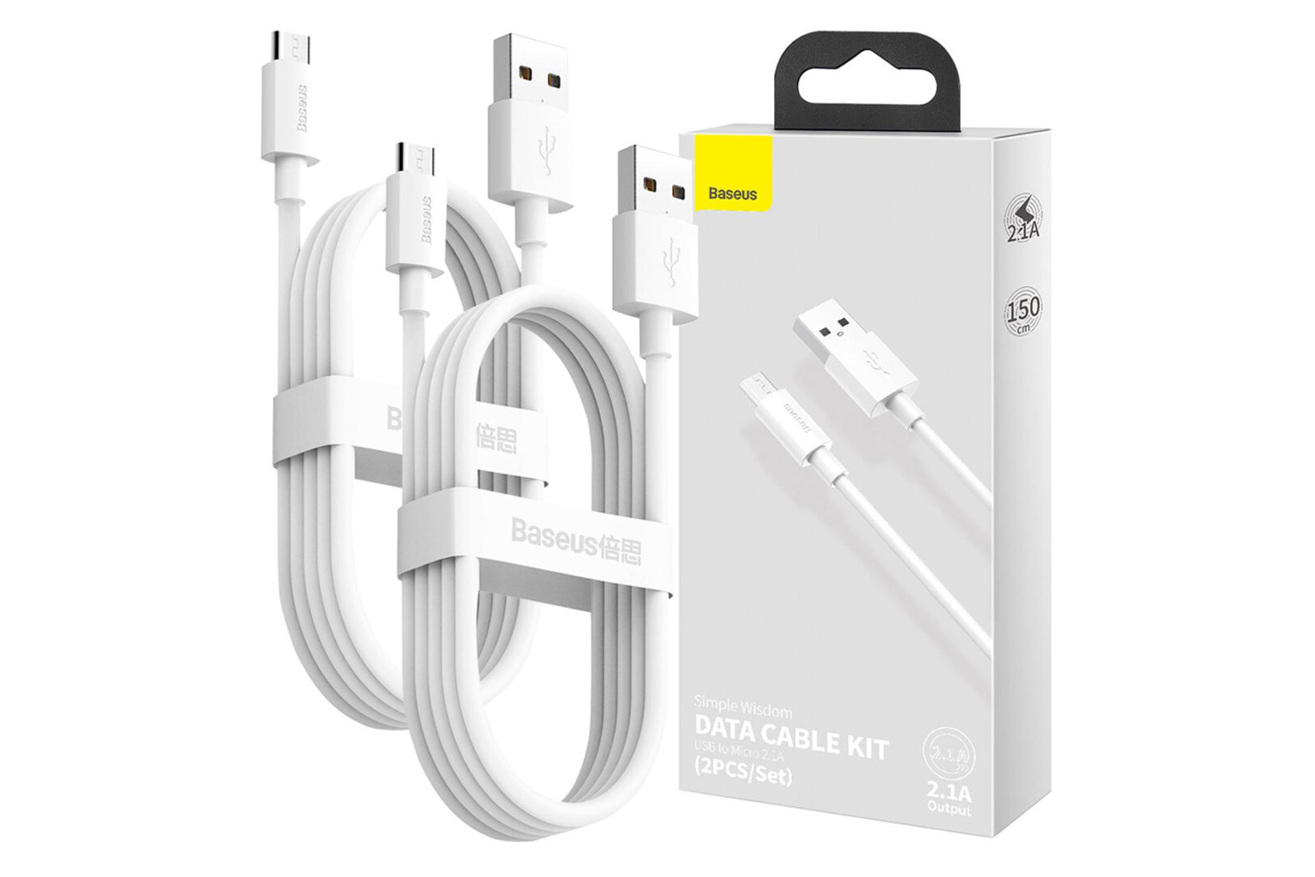 جعبه کابل شارژ USB باسئوس USB به Micro-USB مدل Simple Wisdom با طول 1.5 متر