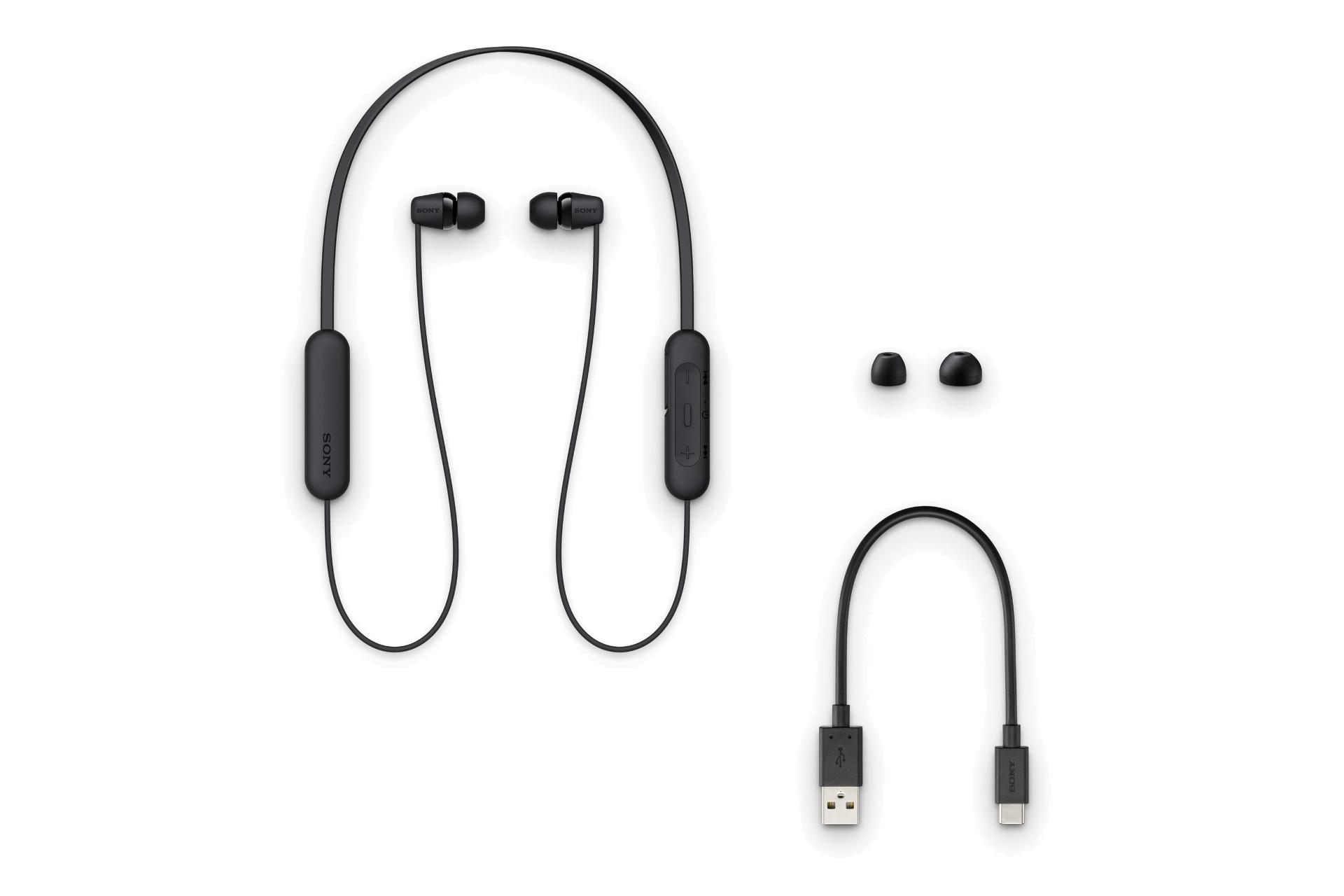 اقلام همراه هدفون بی سیم سونی Sony WI-C200 مشکی