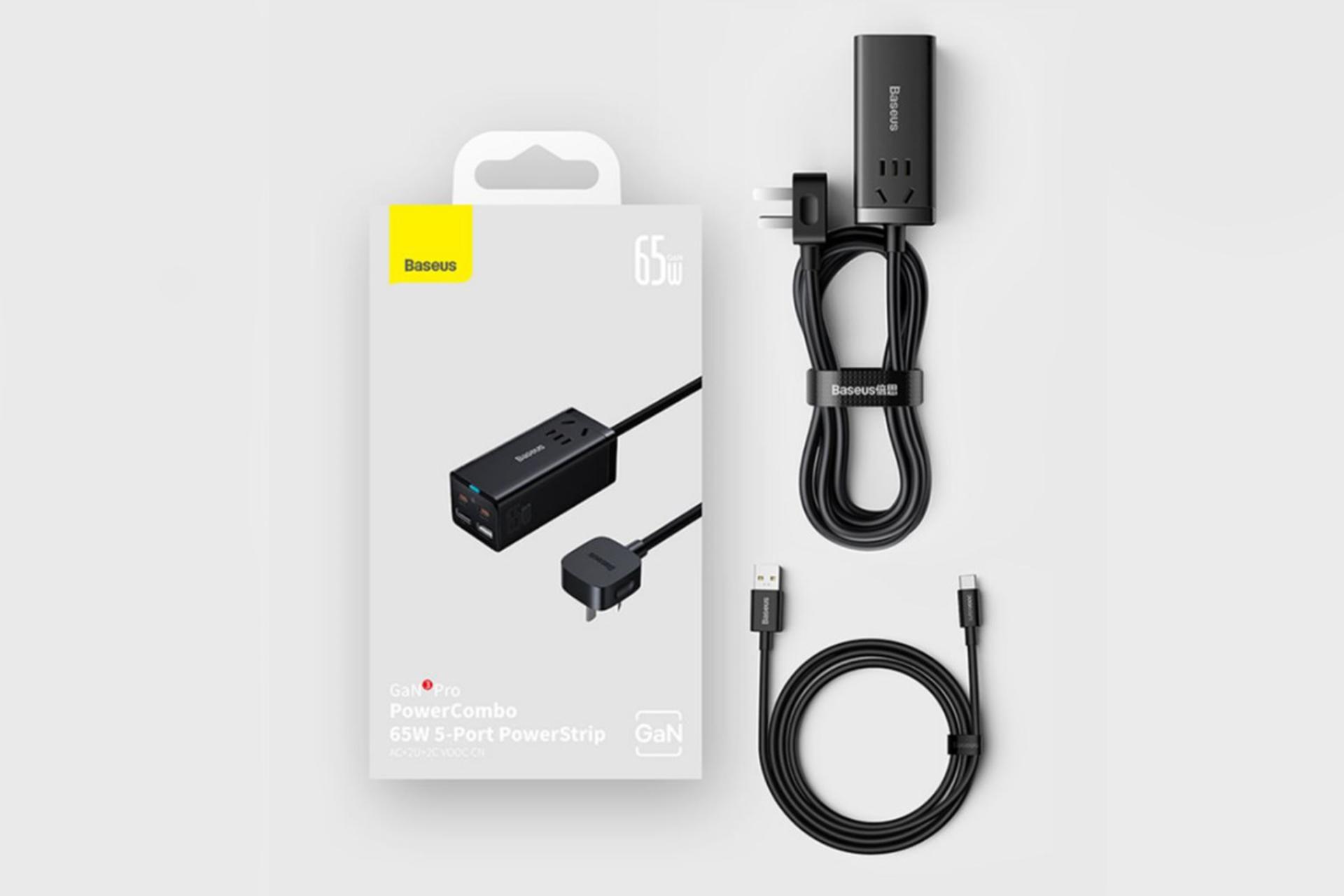 شارژر باسئوس PowerCombo 65W با جعبه