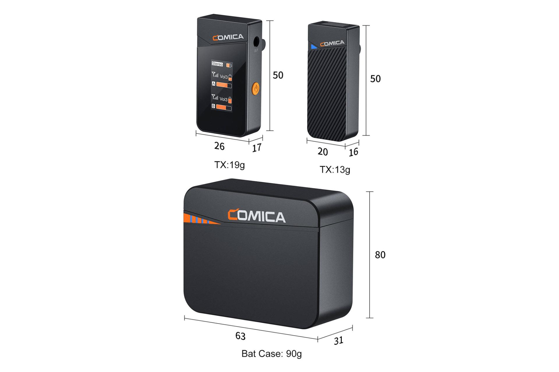 ابعاد میکروفون کامیکا Comica Vimo C2