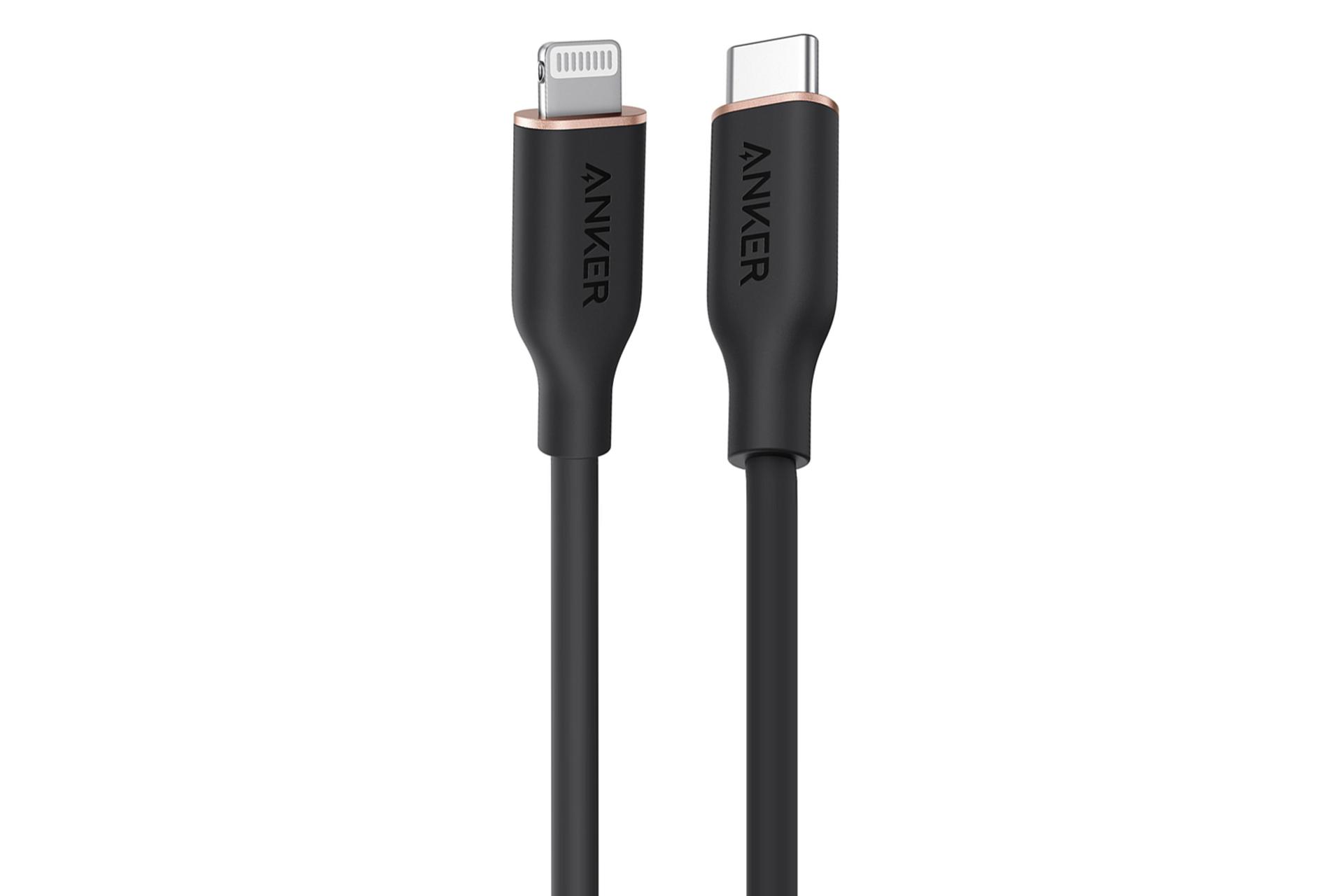 کابل شارژ USB انکر Type-C به Lightning مدل A8663 PowerLine III Flow با طول 1.8 متر مشکی