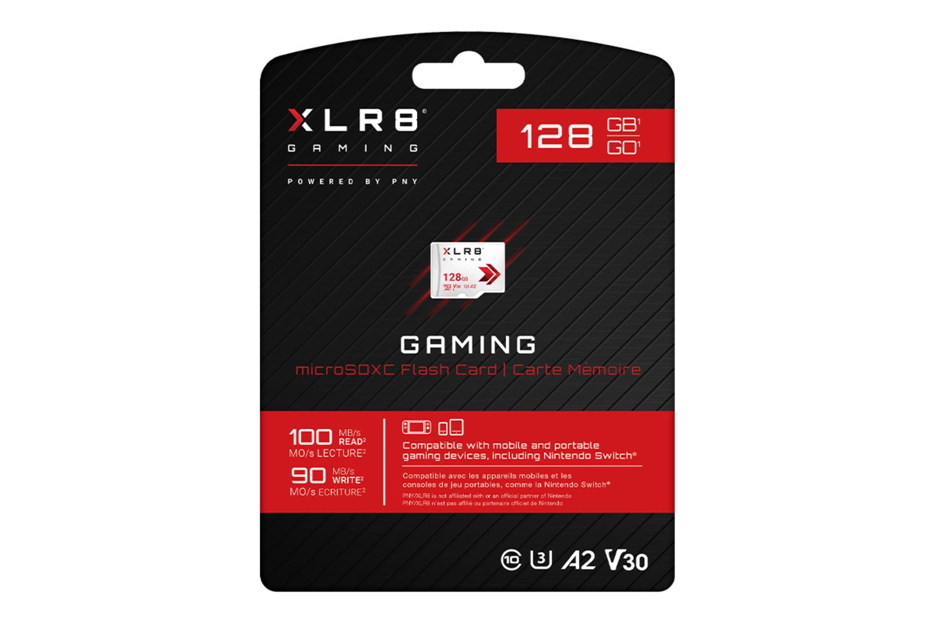 جعبه کارت حافظه پی ان وای PNY XLR8 V30 A2 microSDXC Class 10 UHS-I U3 128GB