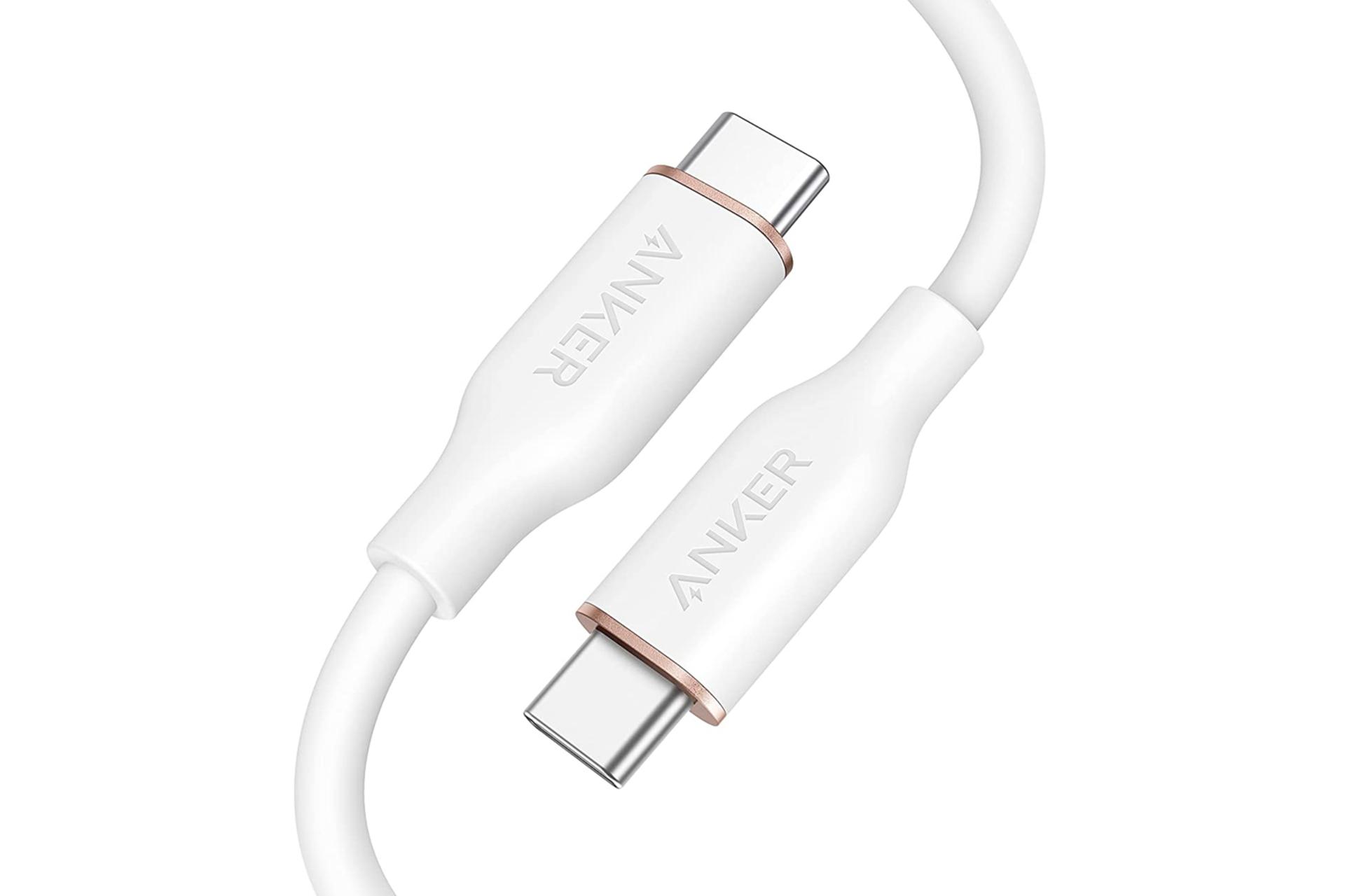 کابل شارژ USB انکر Type-C به Type-C مدل A8552 PowerLine III Flow با طول 0.9 متر سفید