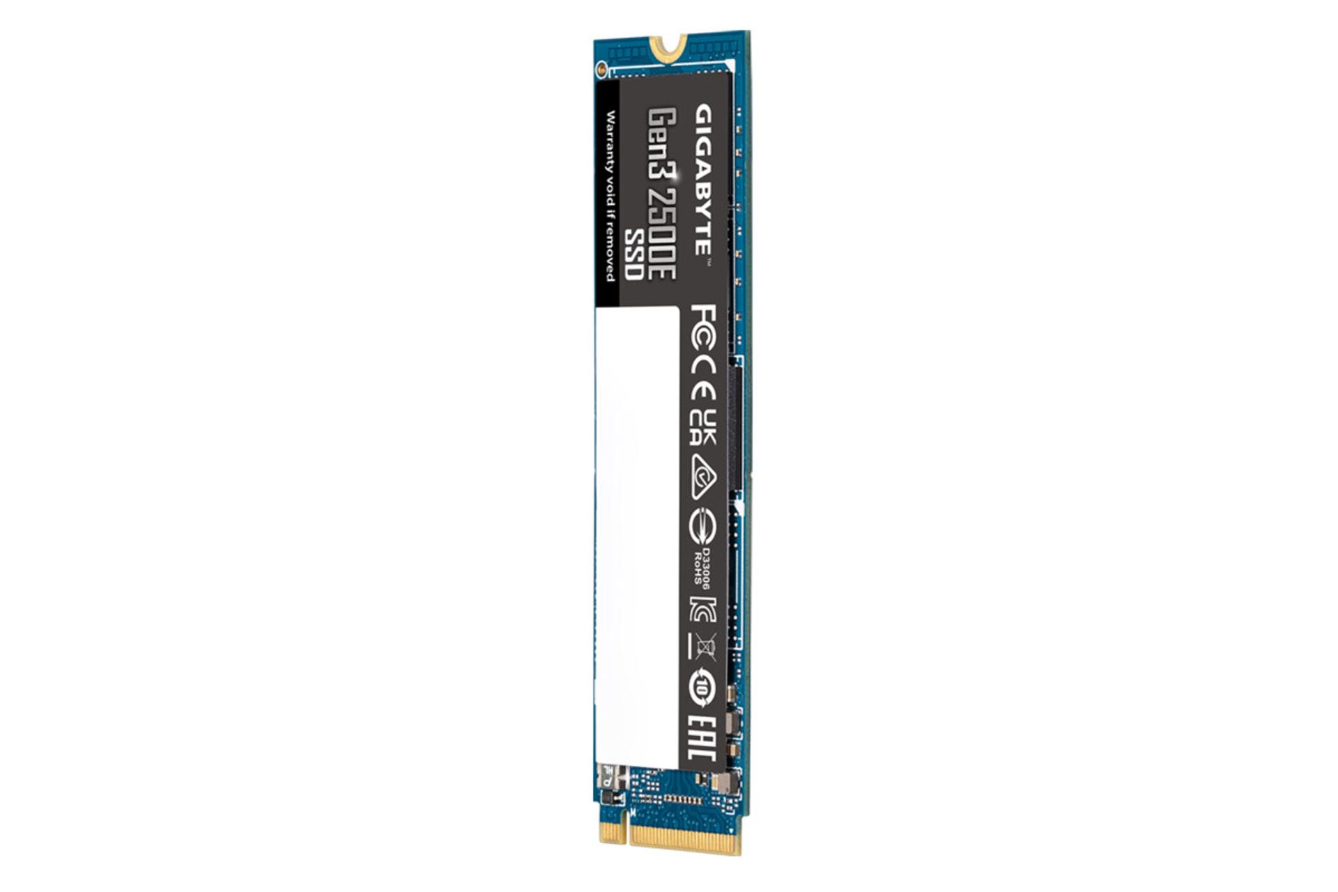 نمای جانبی SSD گیگابایت Gen3 2500E NVMe M.2 ظرفیت 500 گیگابایت