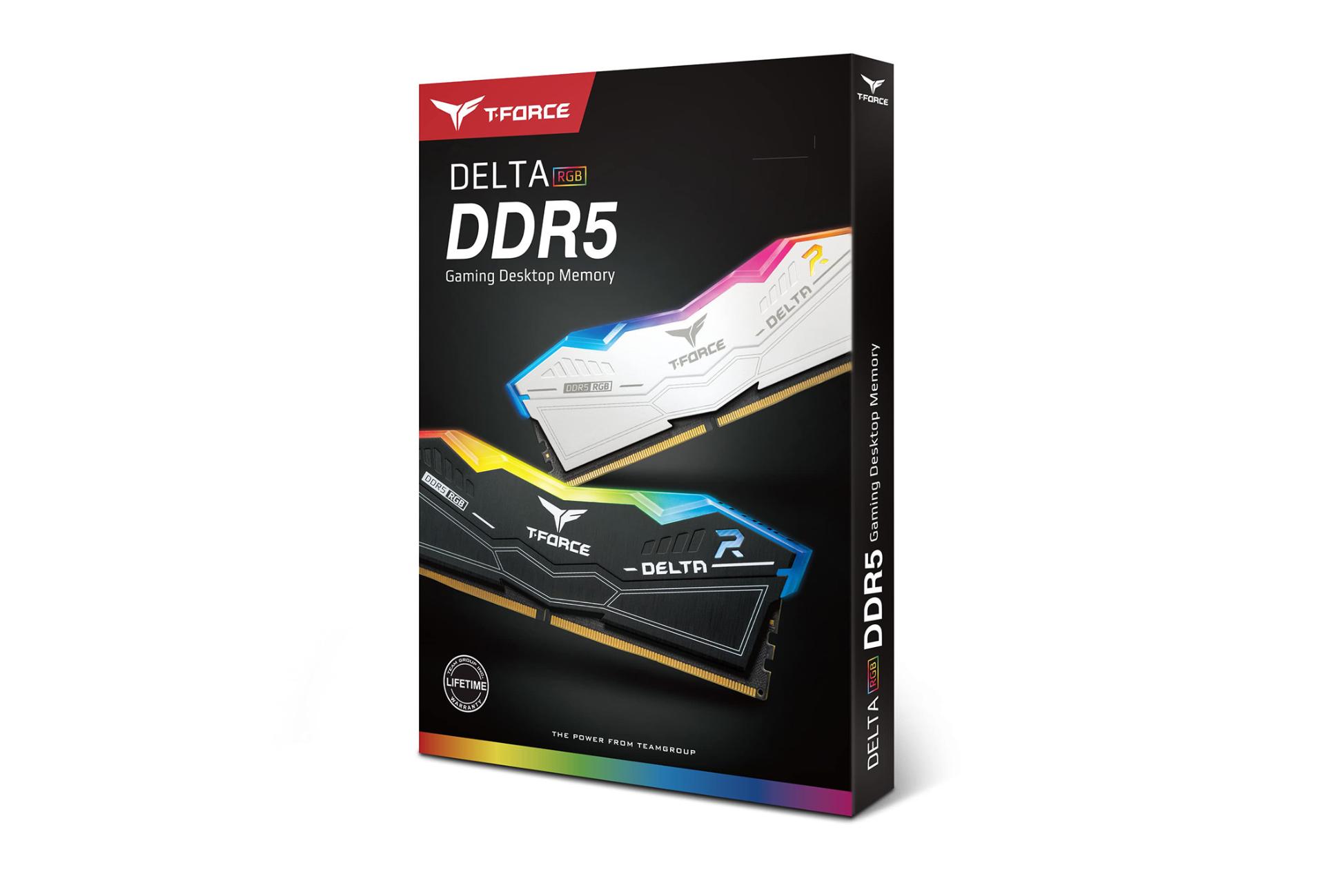 رم تیم گروپ T-FORCE DELTA RGB ظرفیت 32 گیگابایت (2x16) از نوع DDR5-6400 بسته بندی