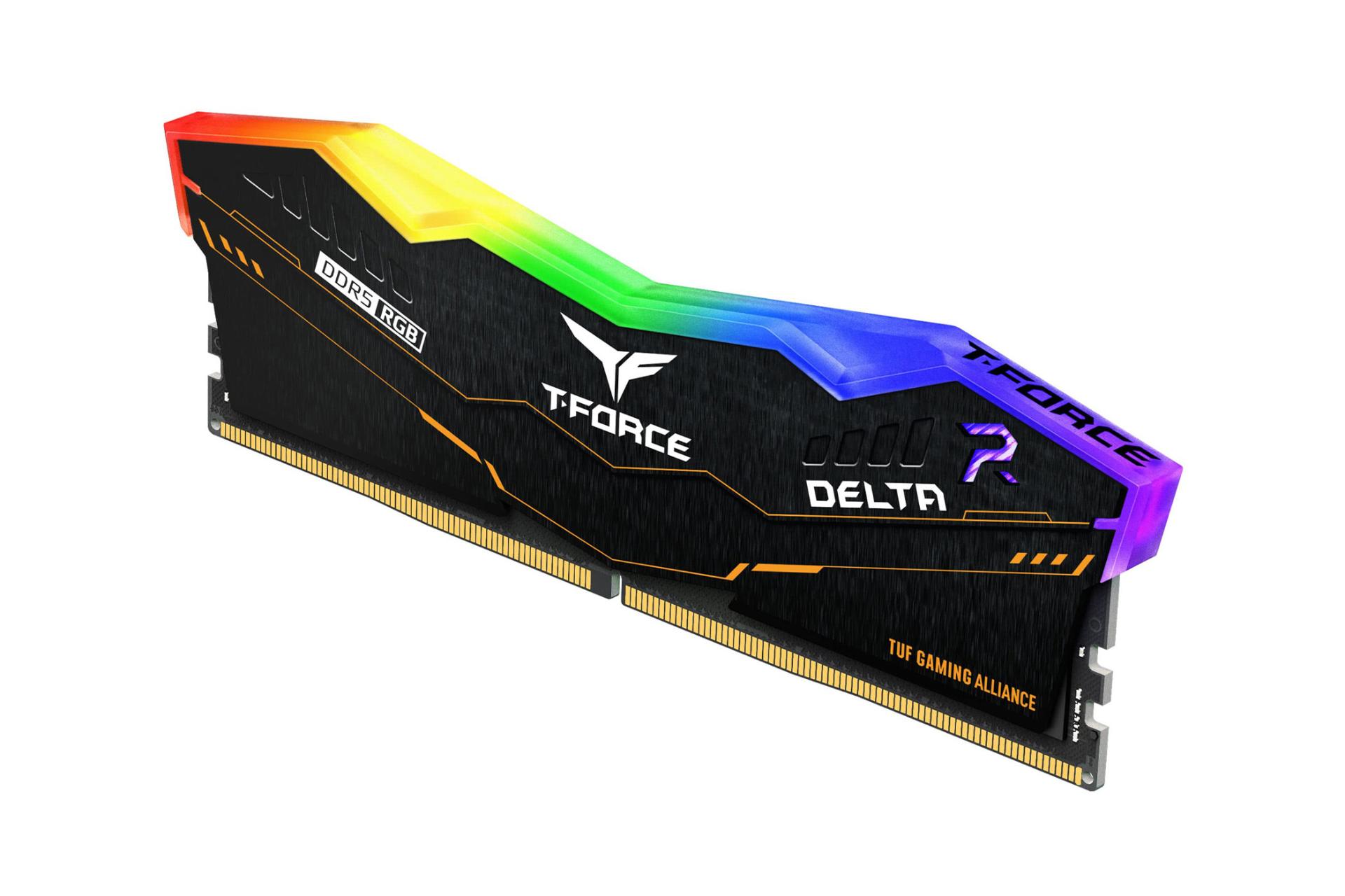 رم تیم گروپ T-FORCE DELTA RGB ظرفیت 32 گیگابایت (2x16) از نوع DDR5-6400 نمای جانبی