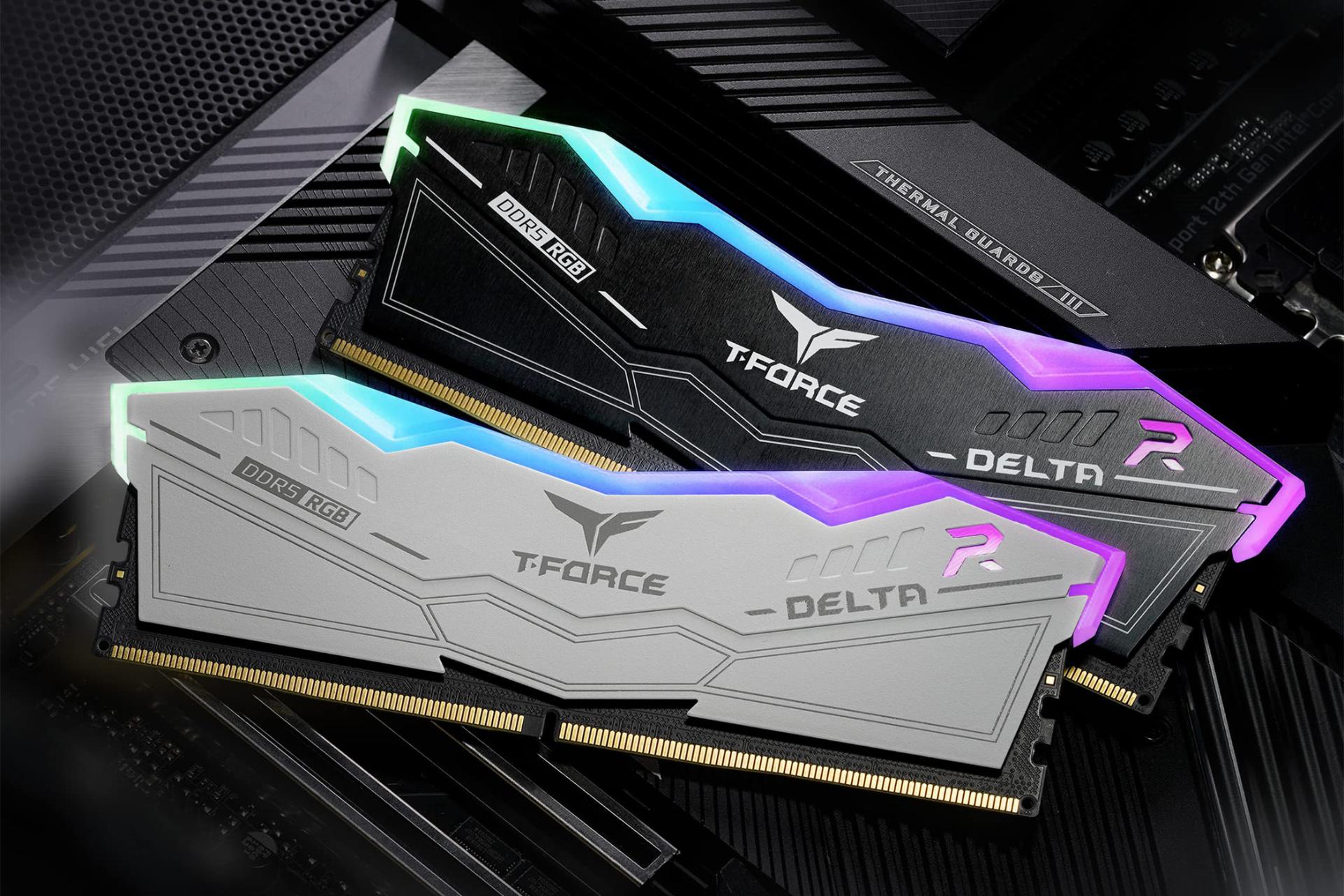 رم تیم گروپ T-FORCE DELTA RGB ظرفیت 32 گیگابایت (2x16) از نوع DDR5-6400 رنگبندی