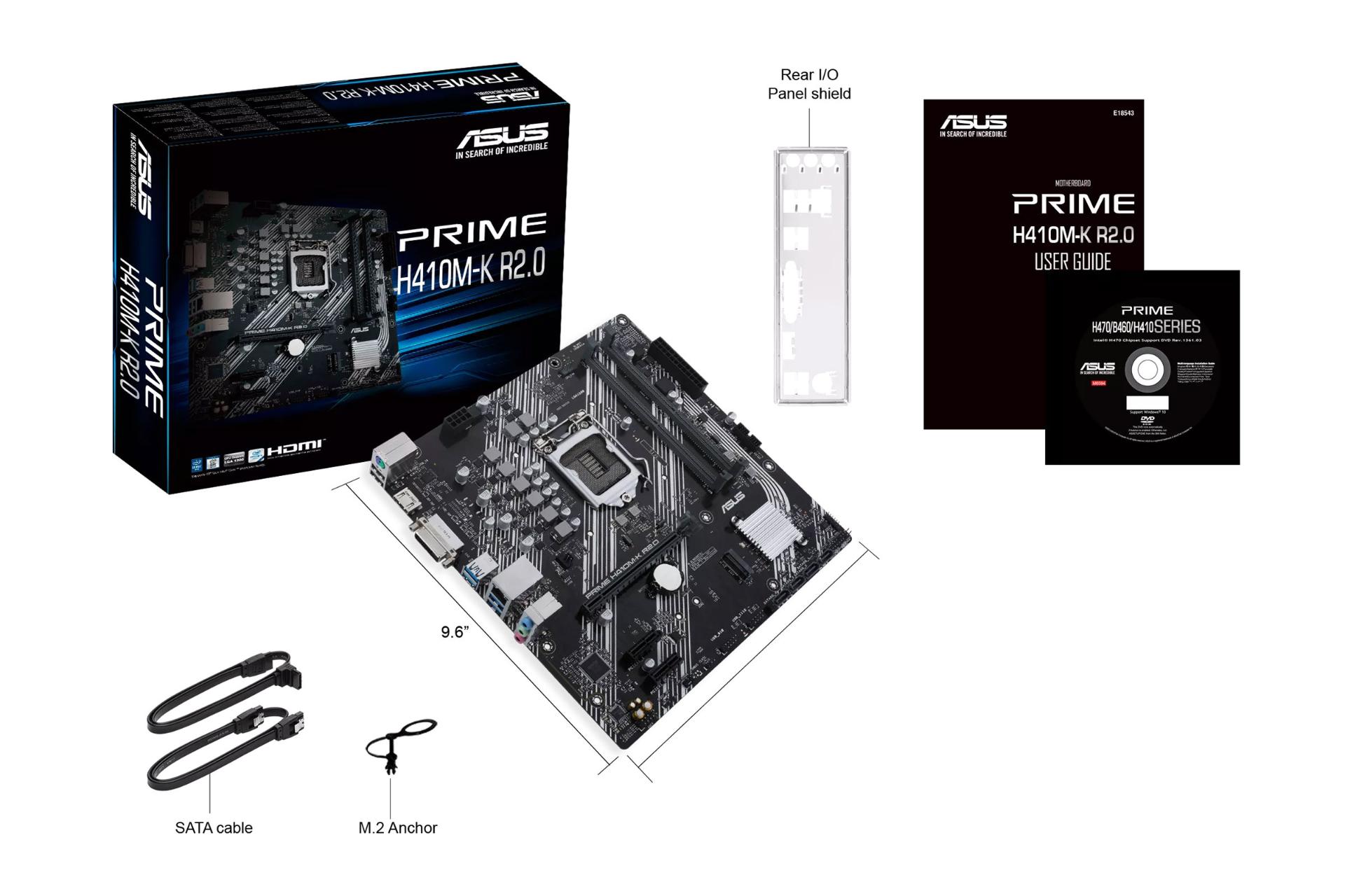 مادربرد ایسوس PRIME H410M-K R2.0 بسته بندی و محتویات