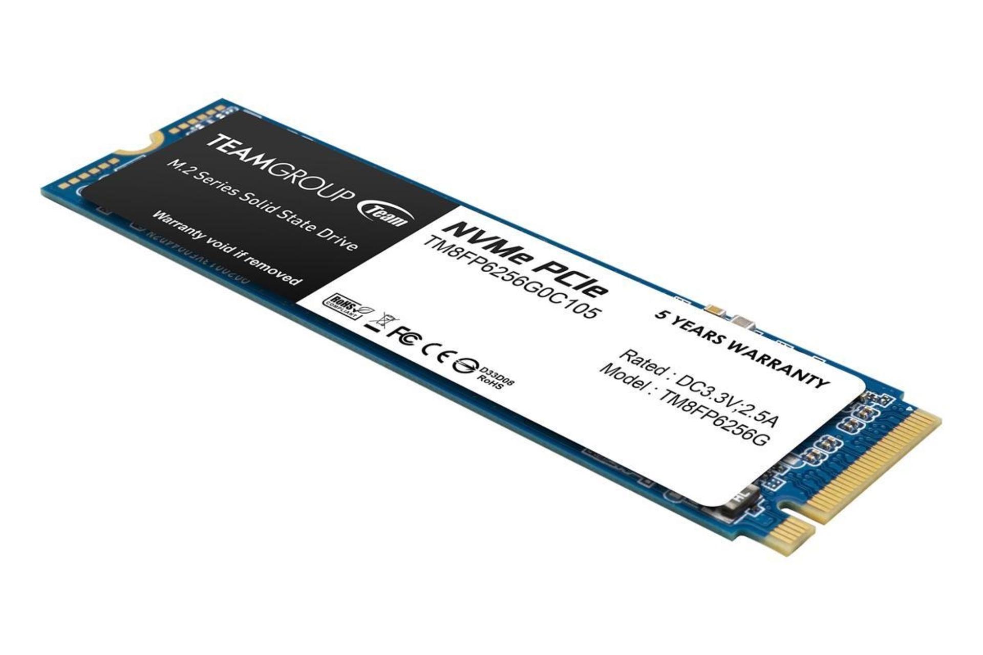 نمای راست SSD تیم گروپ MP33 NVMe M.2 ظرفیت 256 گیگابایت TeamGroup