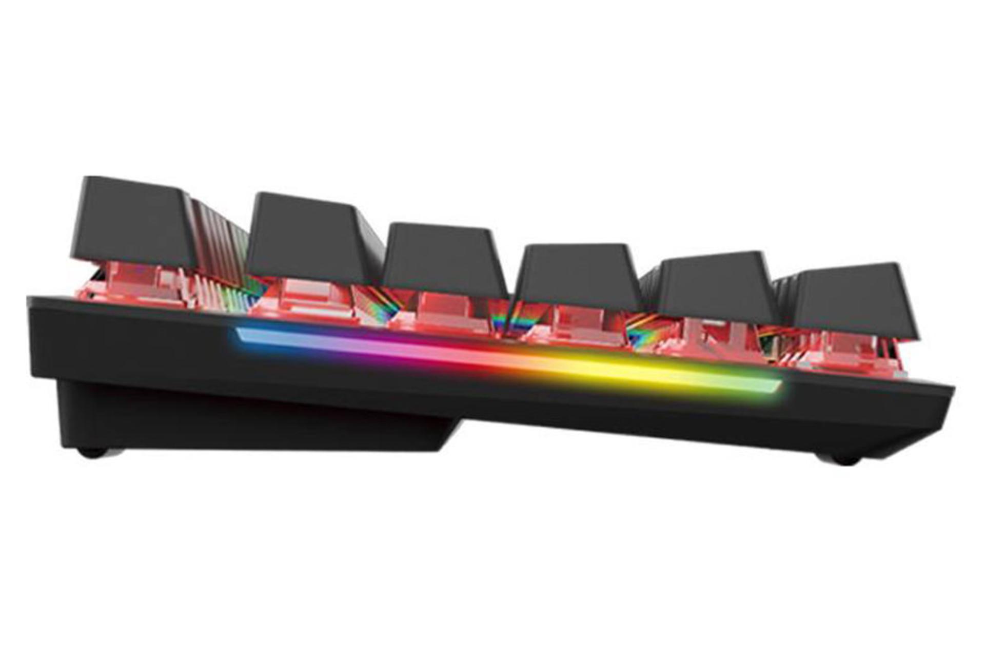 نمای جانبی کیبورد فنتک MAXFIT108 MK855 RGB با نورپردازی