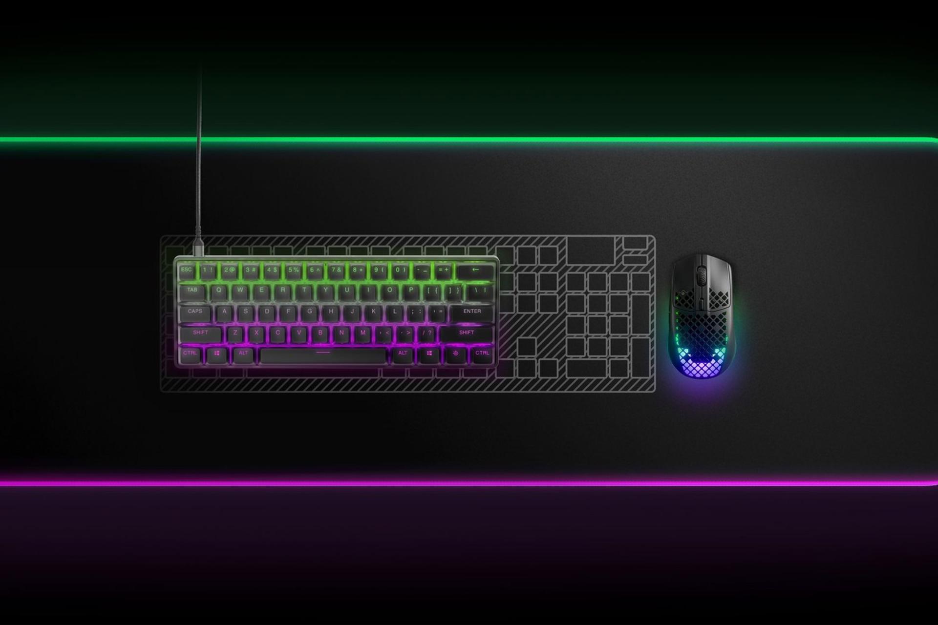 مقایسه ابعاد کیبورد استیل سریز Apex Pro Mini