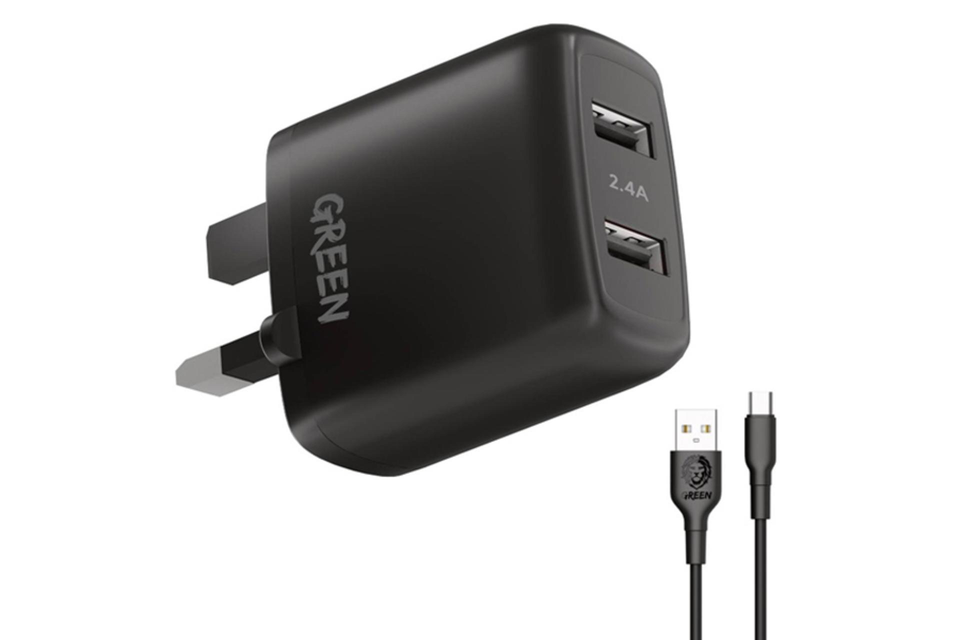 شارژر گرین لیون GNC24AMCRBK همراه کابل