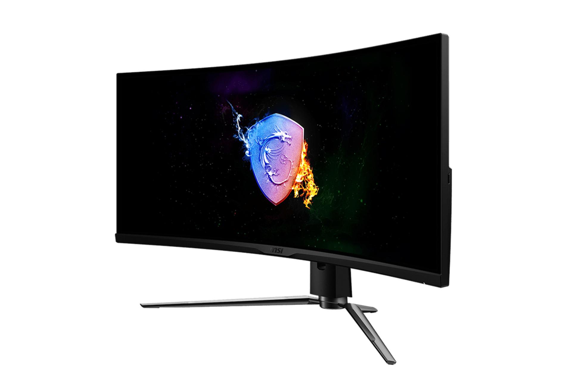 نمای نیم رخ جلویی مانیتور ام اس آی 34 اینچ مدل MPG ARTYMIS 343CQR