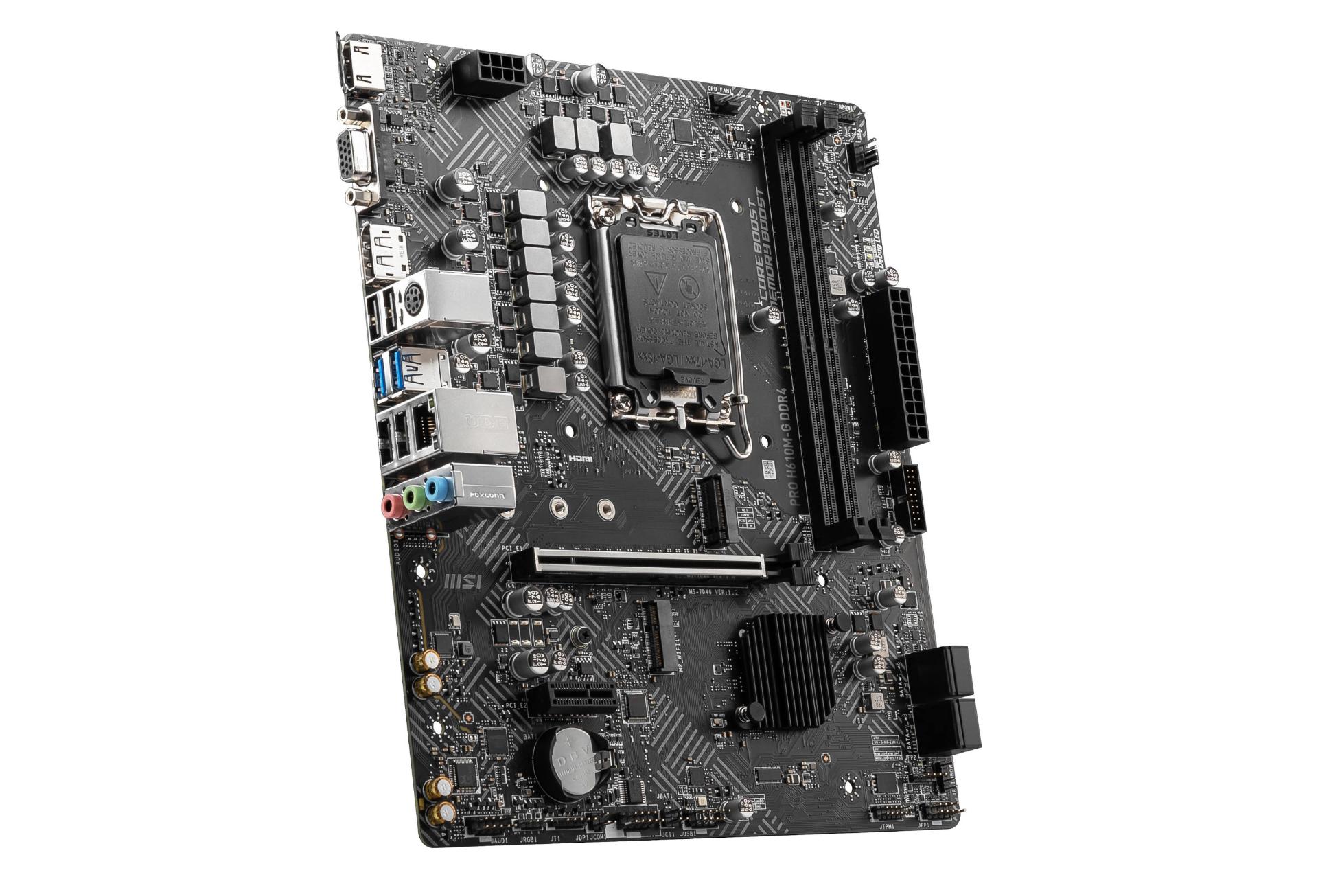 نمای چپ مادربرد ام اس آی MSI PRO H610M-G DDR4