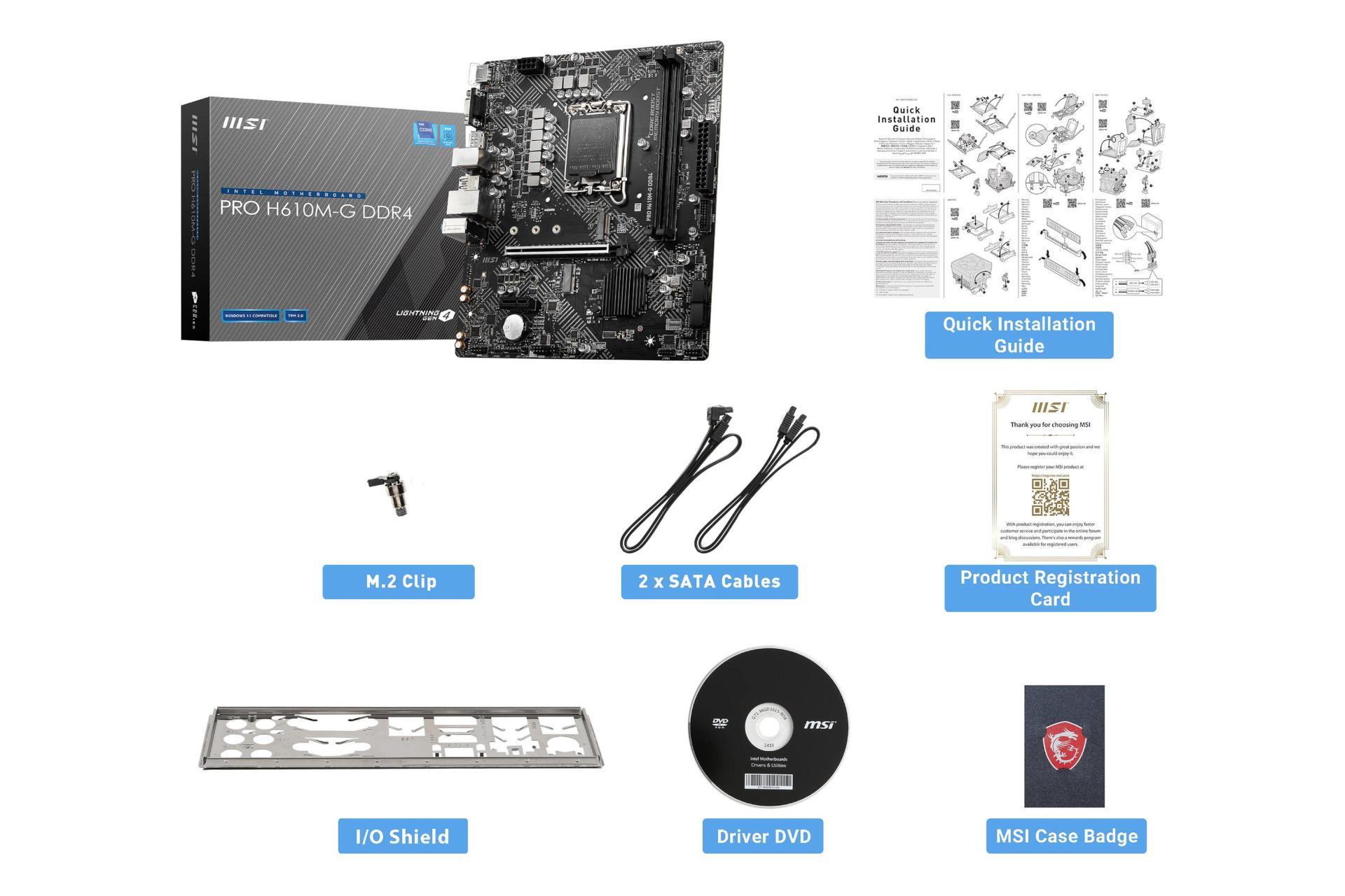اقلام همراه مادربرد ام اس آی MSI PRO H610M-G DDR4