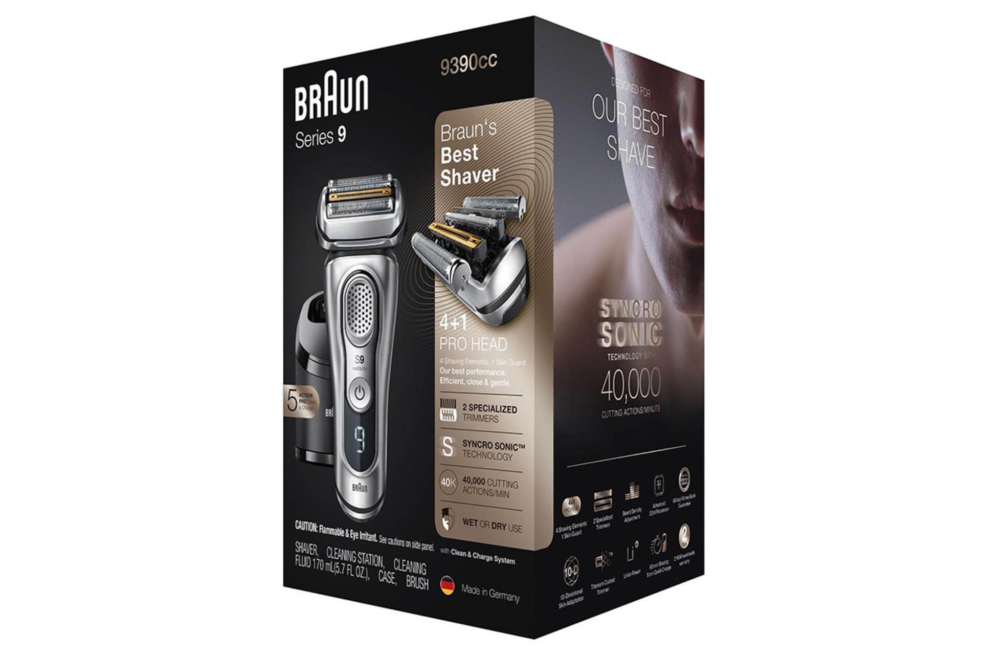 بسته بندی ماشین اصلاح و ریش تراش براون Braun 9390cc