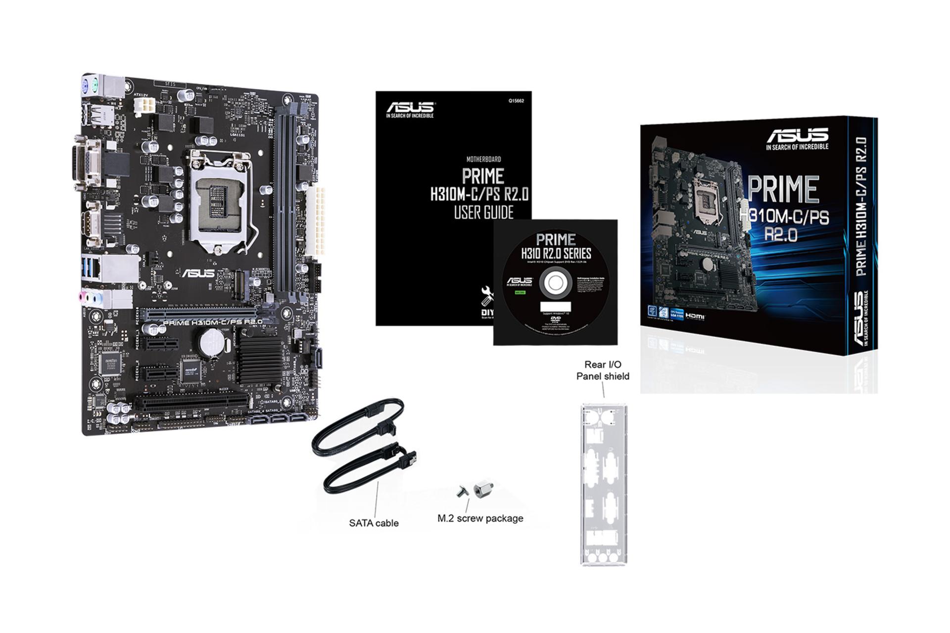 مادربرد ایسوس PRIME H310M-C/PS R2.0 بسته بندی و محتویات
